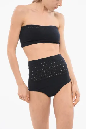 Alaia Perforated And High Waisted Vienne Bandeau Bikini Swimsuit