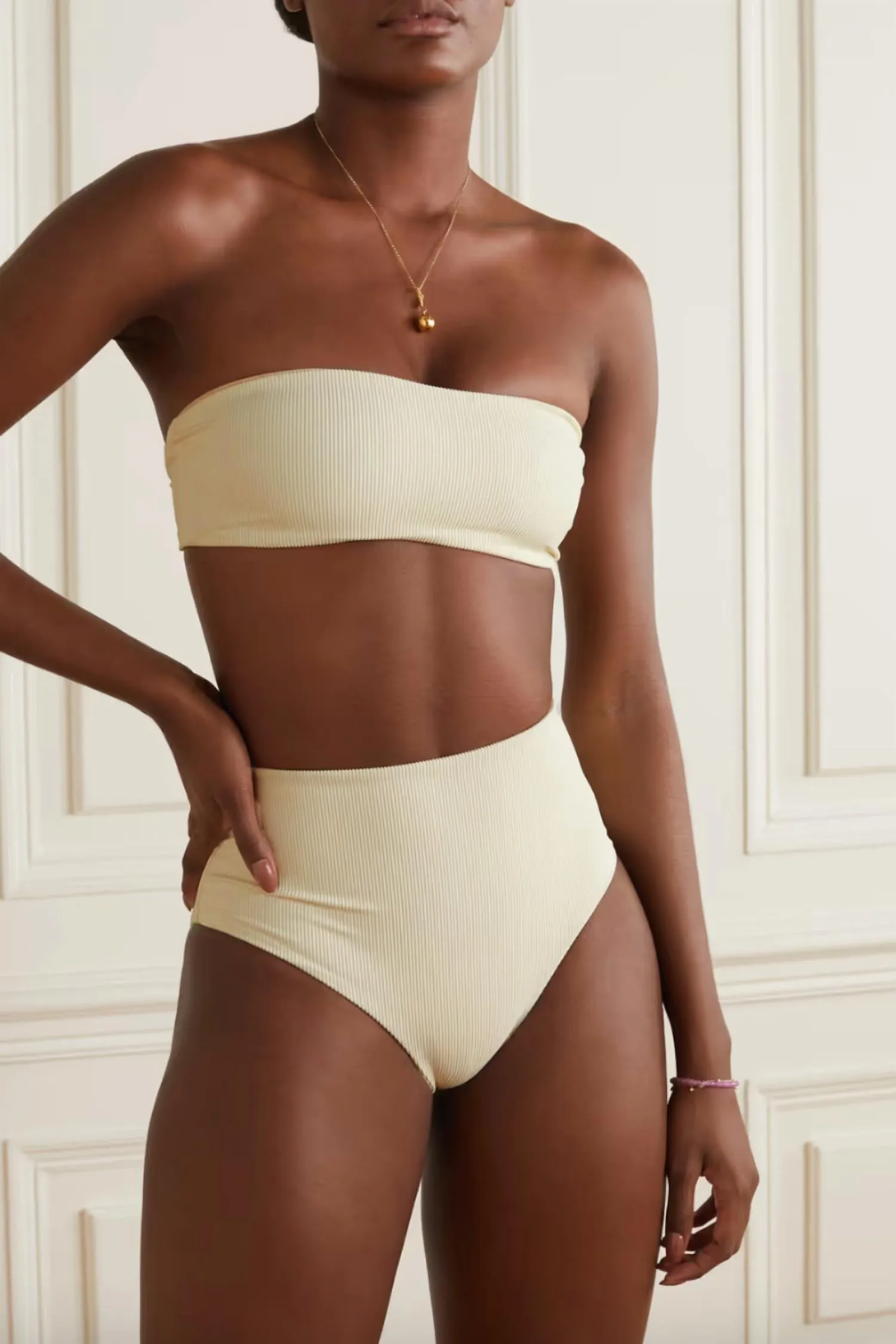 All Around Bandeau Top In Ribbed Ivory