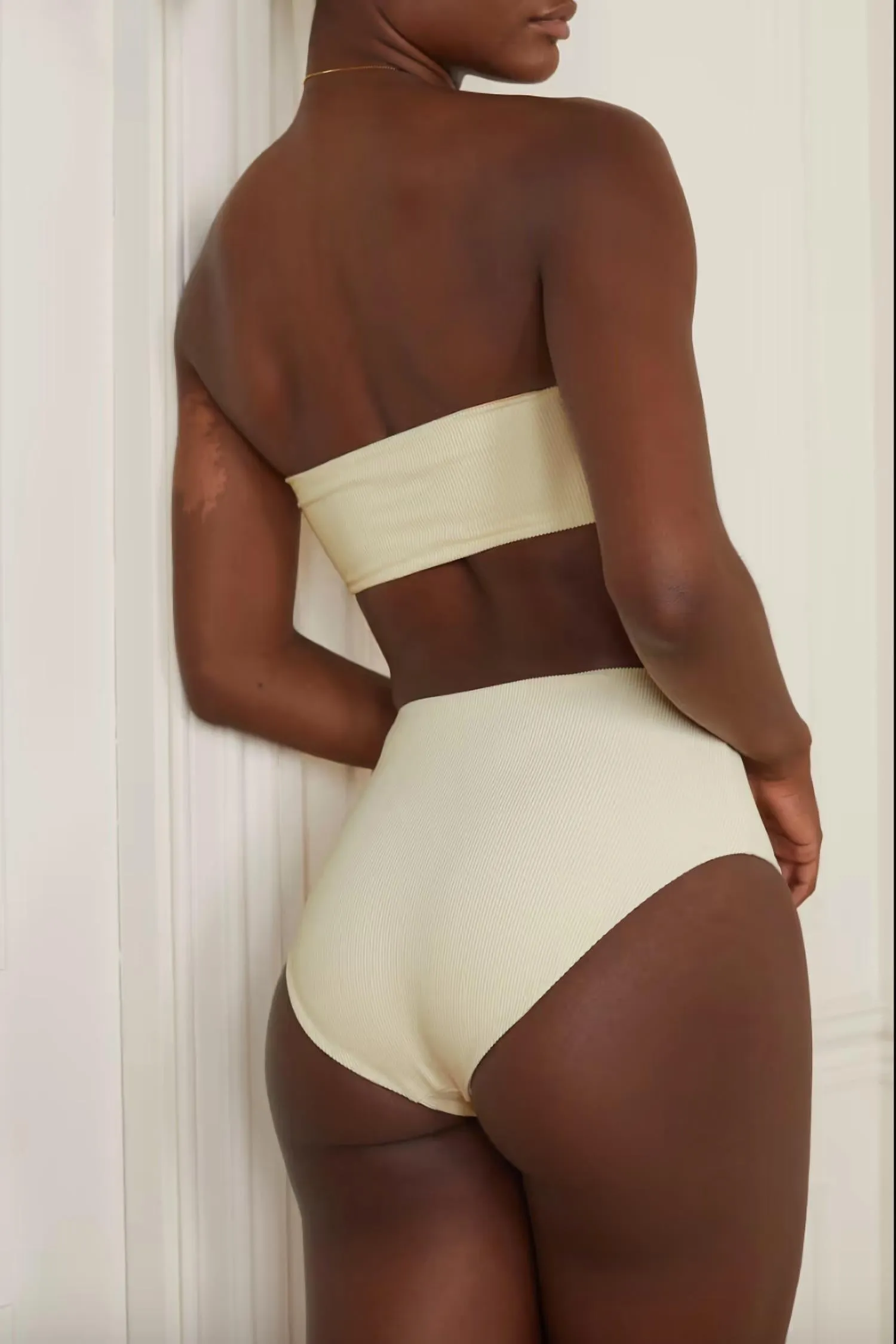 All Around Bandeau Top In Ribbed Ivory
