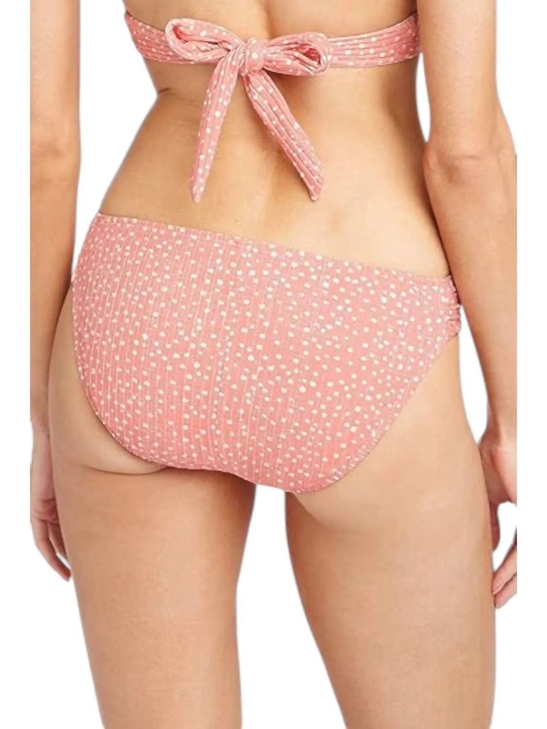 Ally Dot Rib Tab Side Bikini Bottom In Blush
