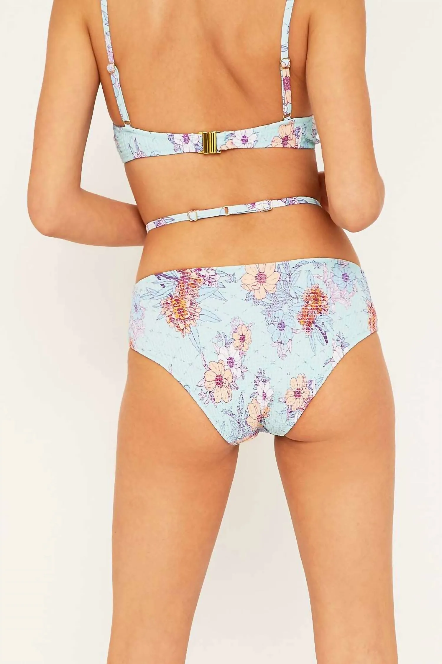 Amazonia Floral Shirred High Waisted Bikini Bottom In Multicolor