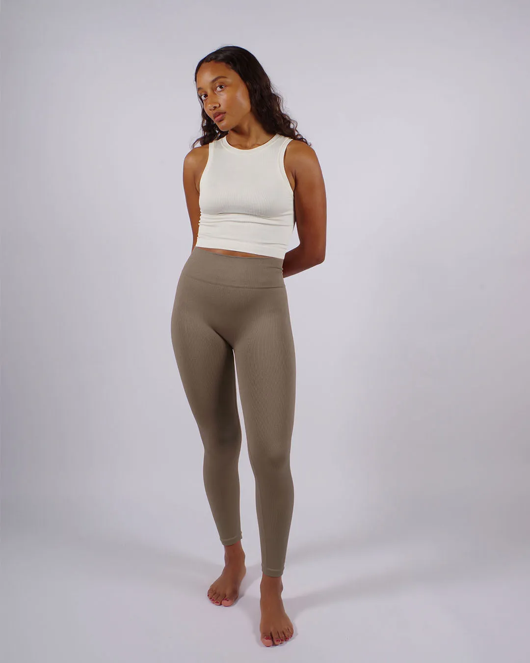 AWAKEN Ribbed Leggings | Muddy Grey