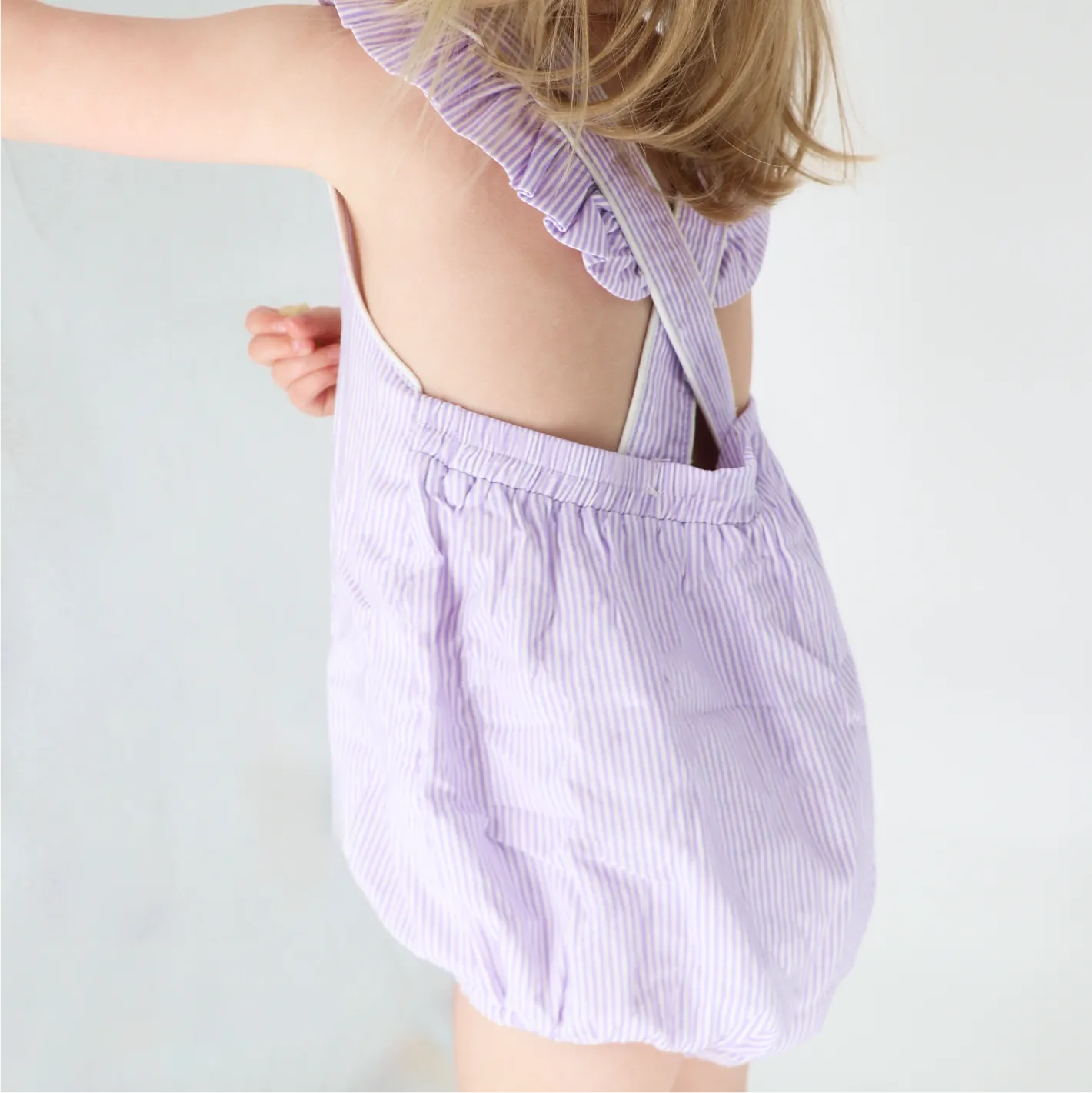 baby girls lavender stripe bubble romper