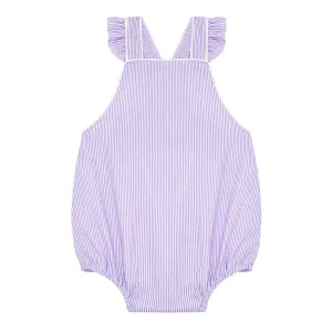 baby girls lavender stripe bubble romper
