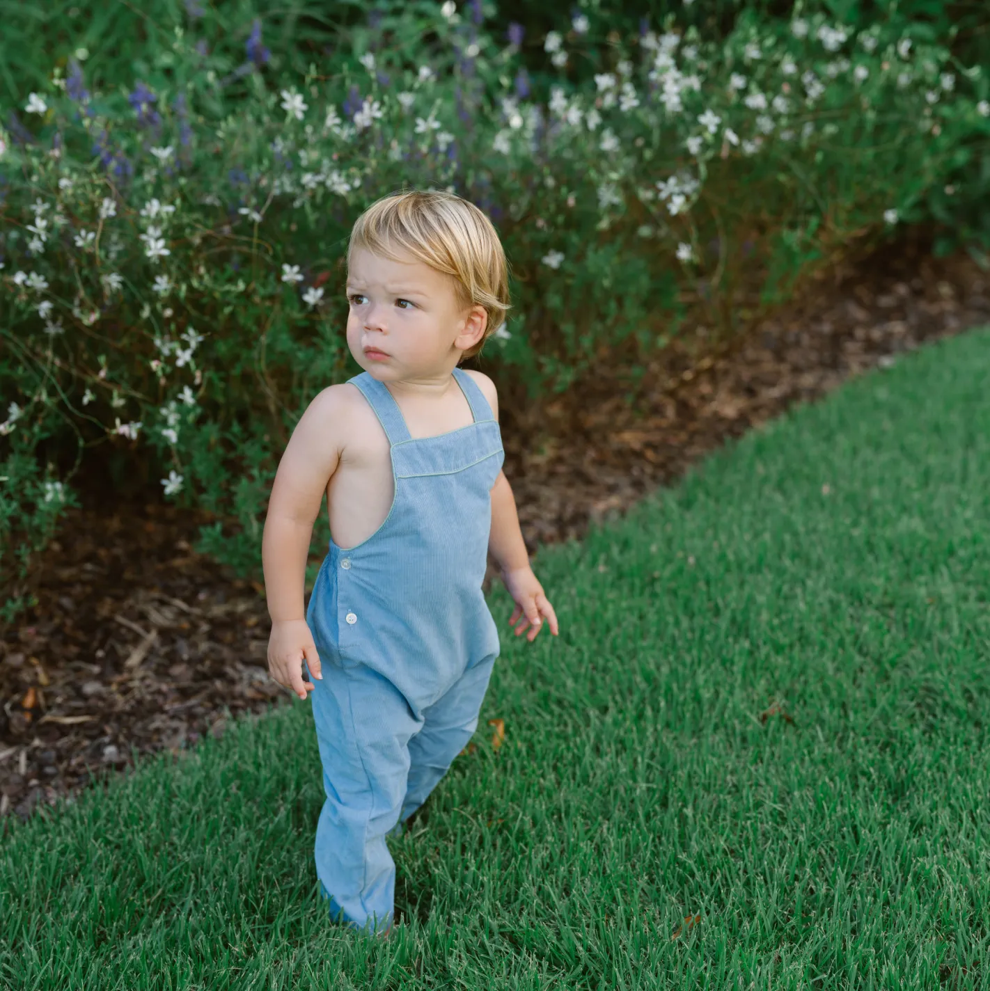 baby lagoon blue corduroy overall