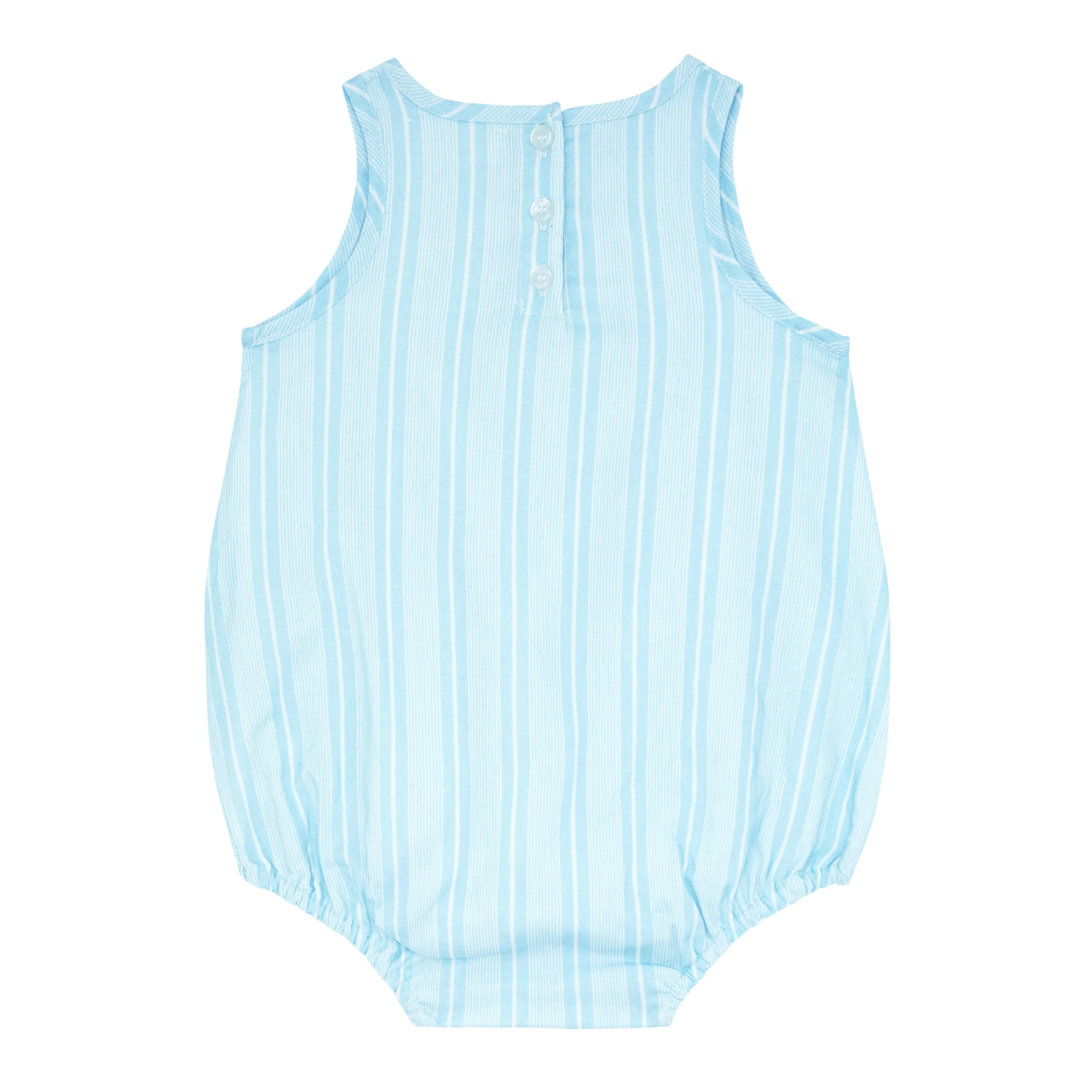 baby pacific blue stripe bubble romper