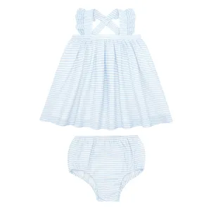 baby powder blue stripe flutter tank bloomer set