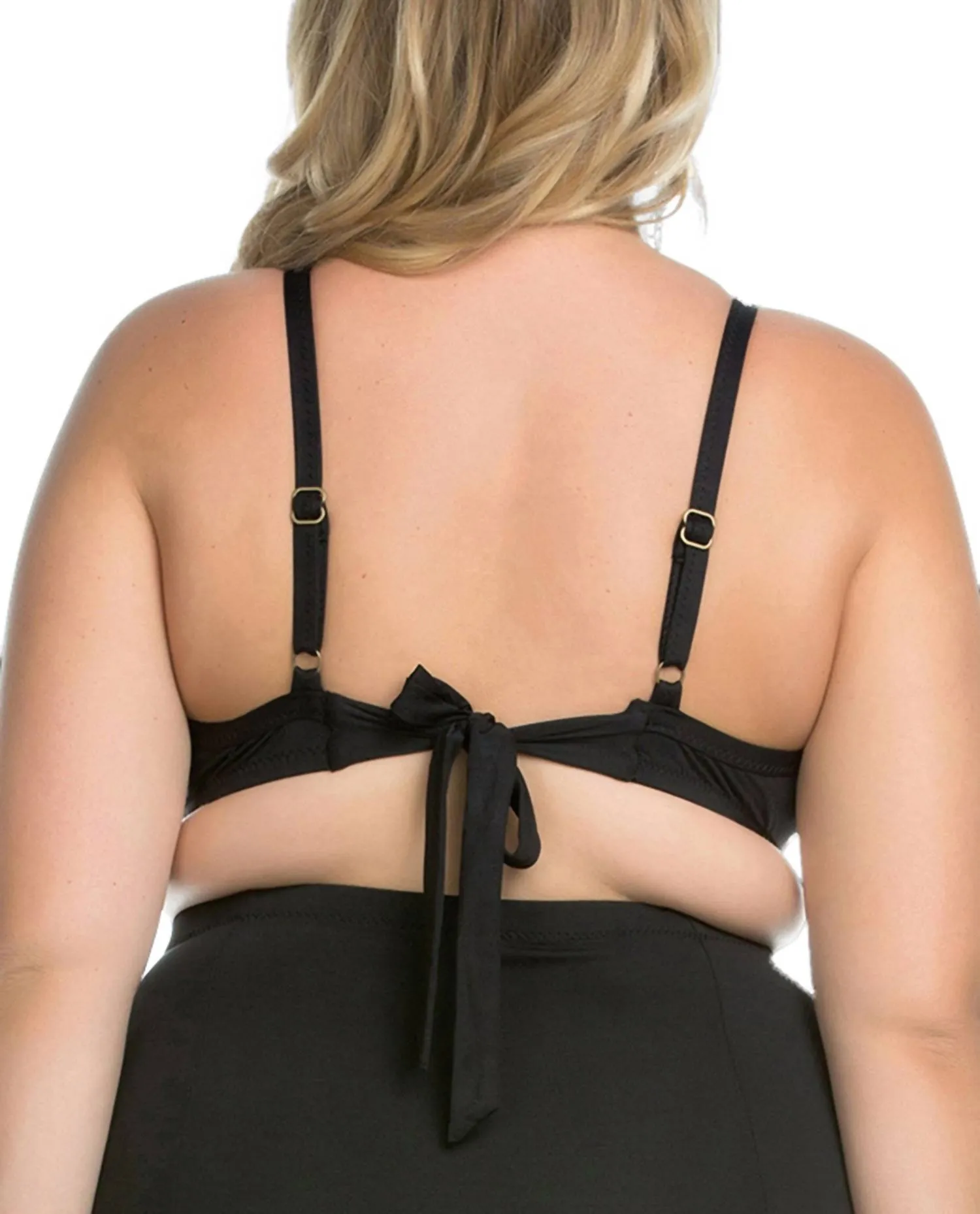 Beauties Lace High Neck Bikini Top - Plus In Black