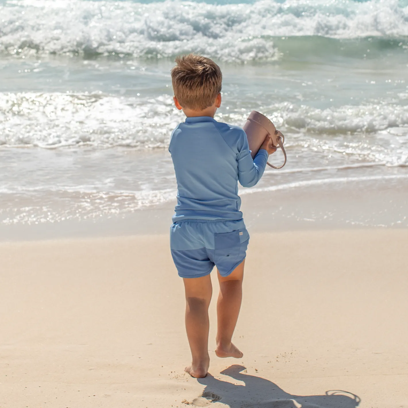 boys bermuda blue colorblock boardie