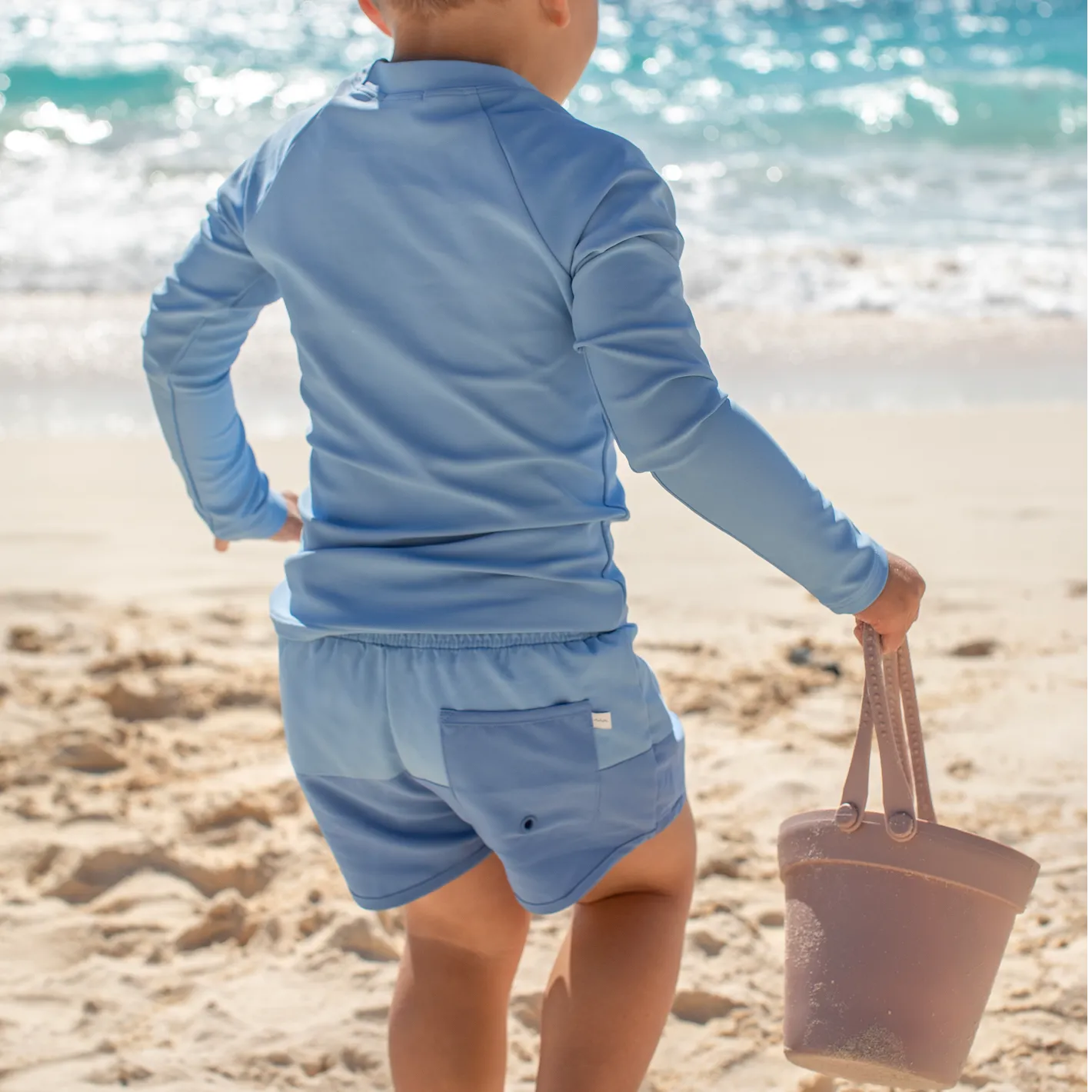 boys bermuda blue colorblock boardie