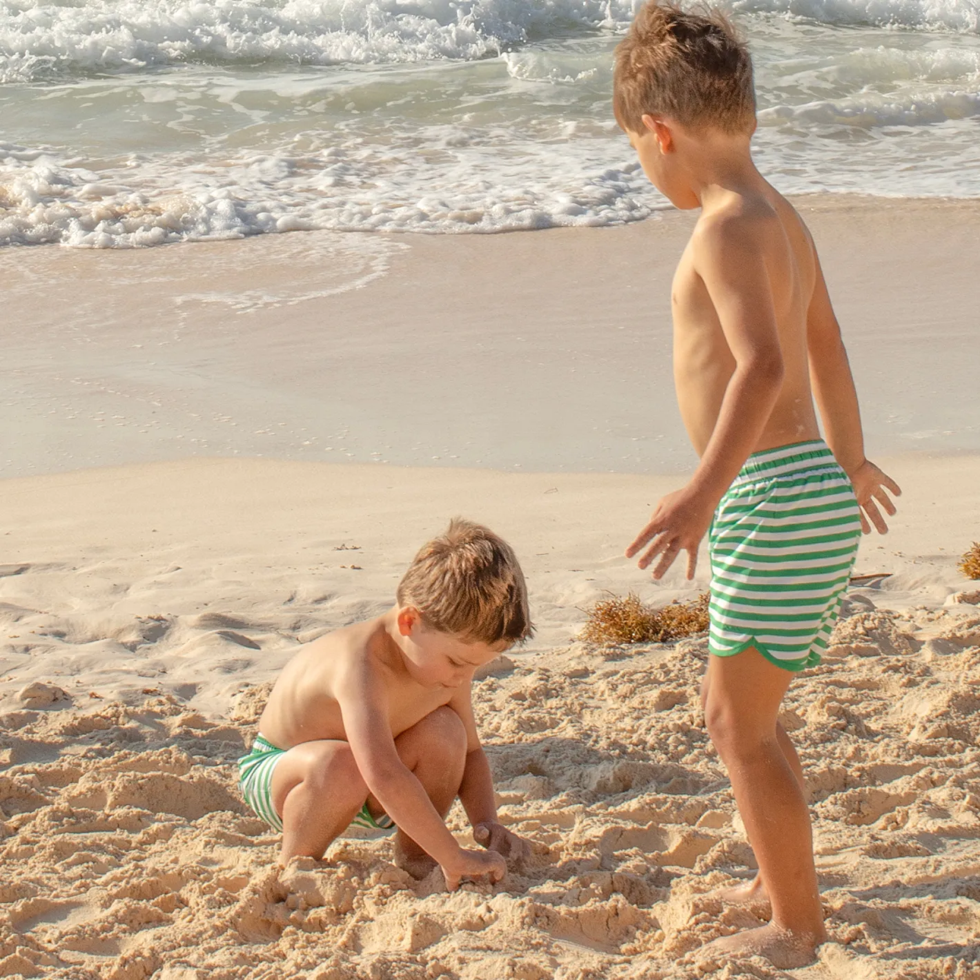 boys bermuda green stripe boardie