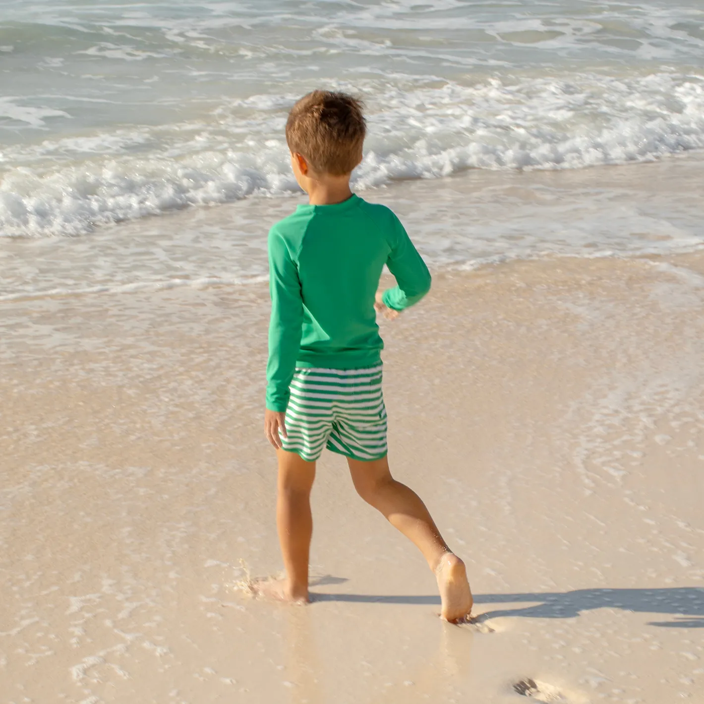 boys bermuda green stripe boardie