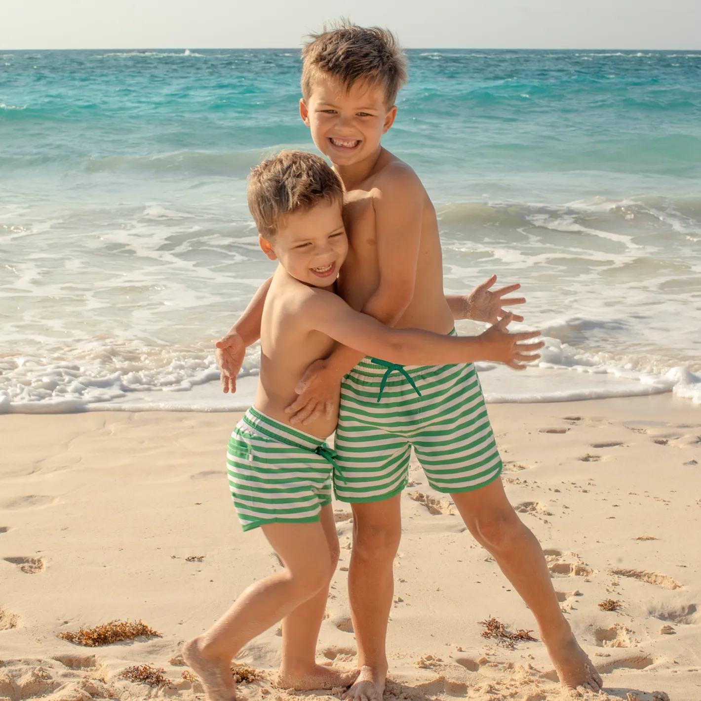 boys bermuda green stripe boardie