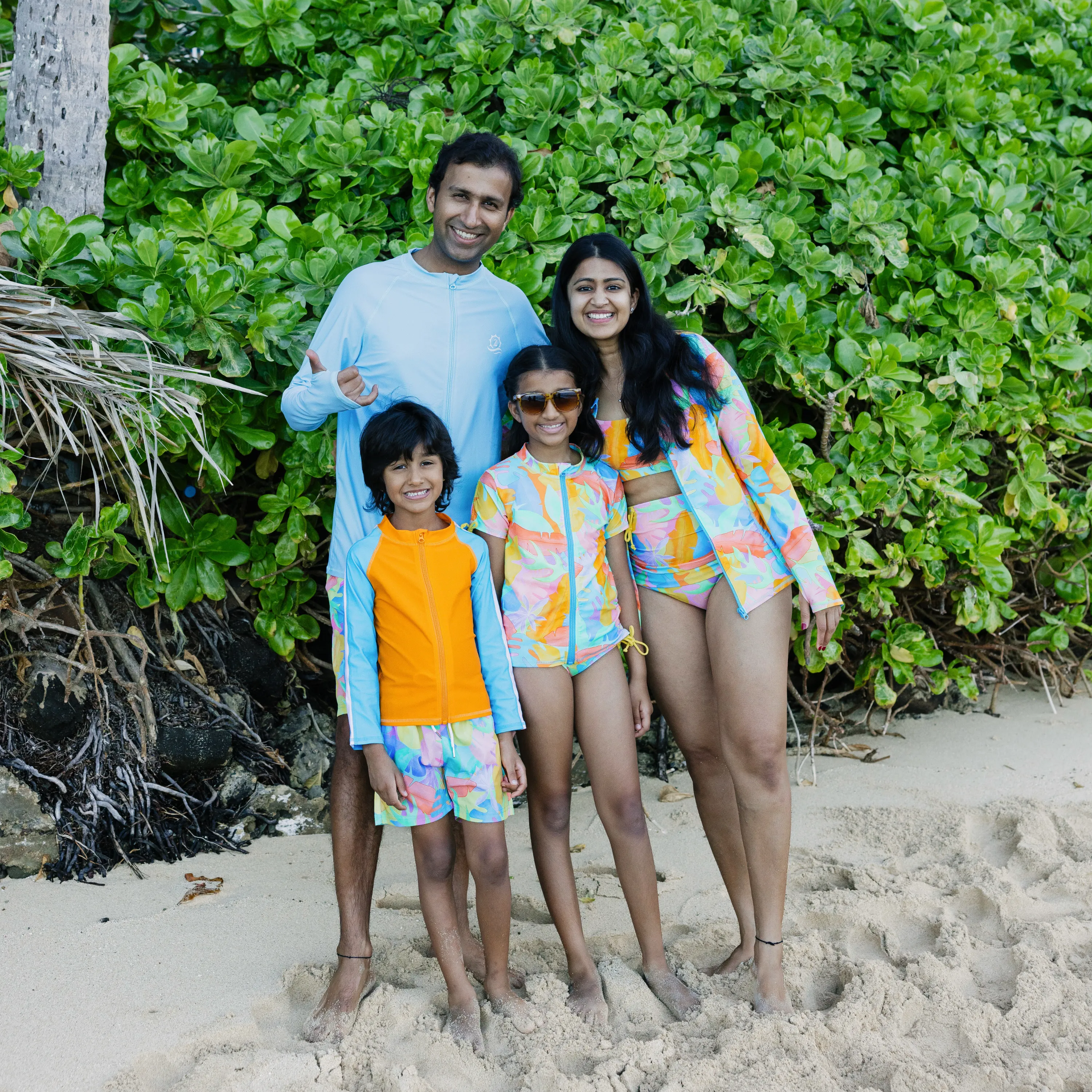 Boys Long Sleeve Zipper Rash Guard and Swim Trunk Set | "Vibrant Vacay"