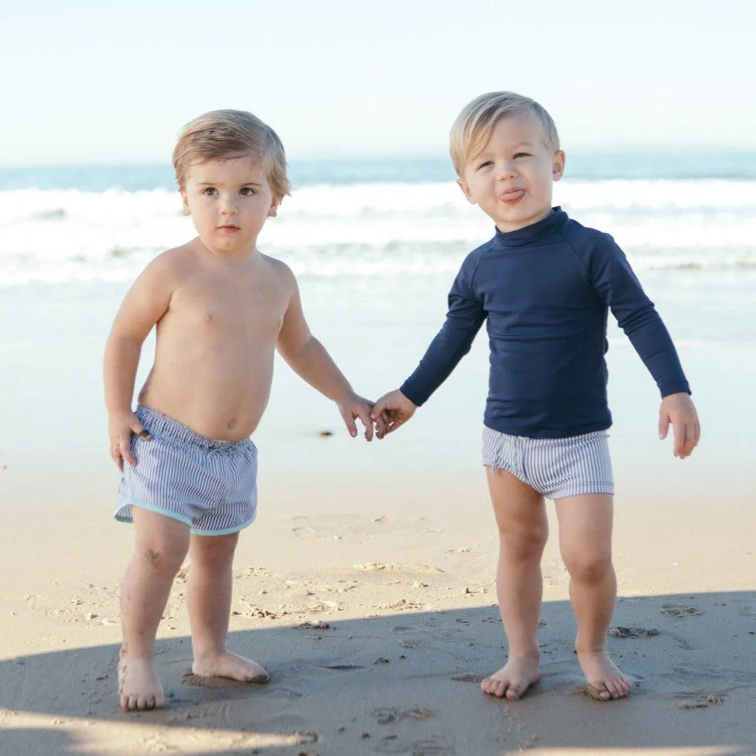 boys navy stripe boardie