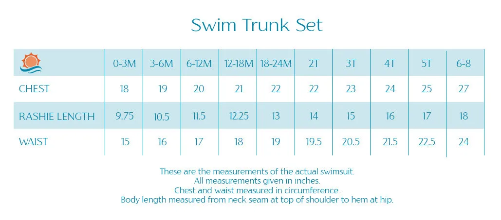 Boys Short Sleeve Zipper Rash Guard and Swim Trunk Set | "Sea Animal