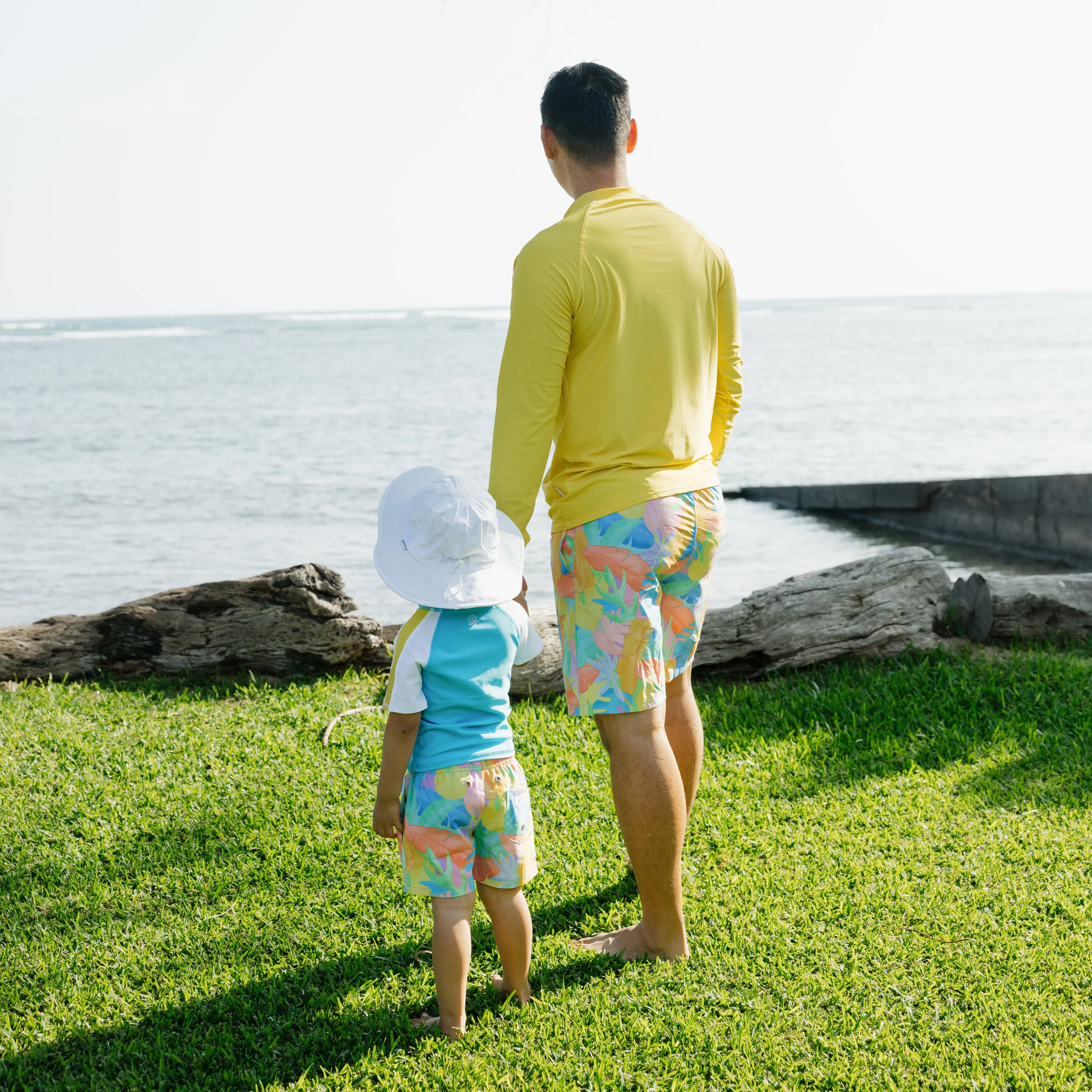Boys Short Sleeve Zipper Rash Guard and Swim Trunk Set | "Vibrant Vacay"