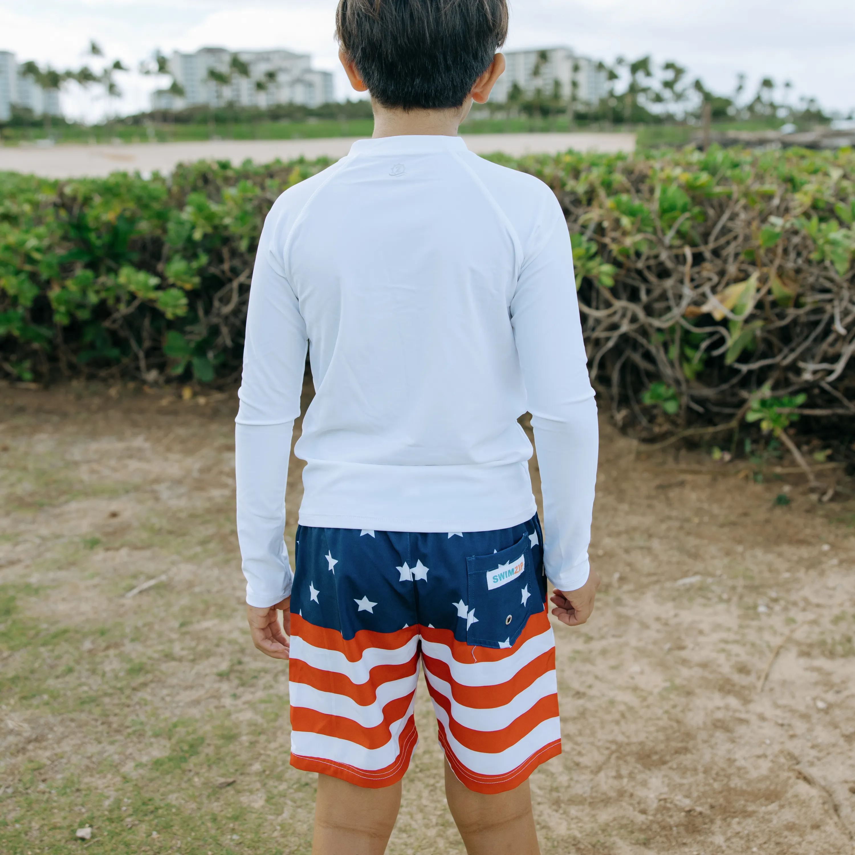 Boys Swim Trunks Boxer Brief Liner (sizes 6-14) | Americana"