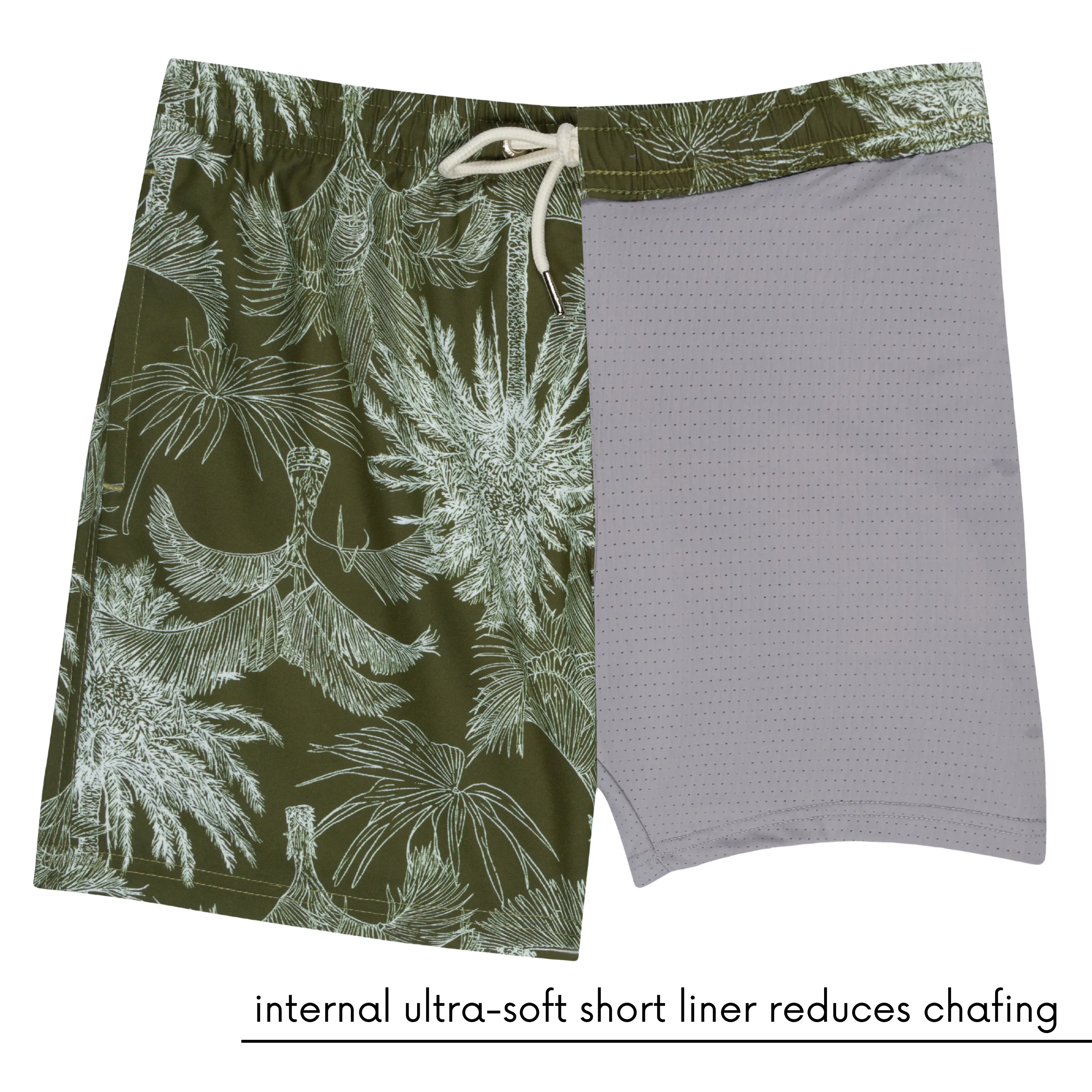 Boys Swim Trunks Boxer Brief Liner (sizes 6-14) | Hawaiian Rainforest"
