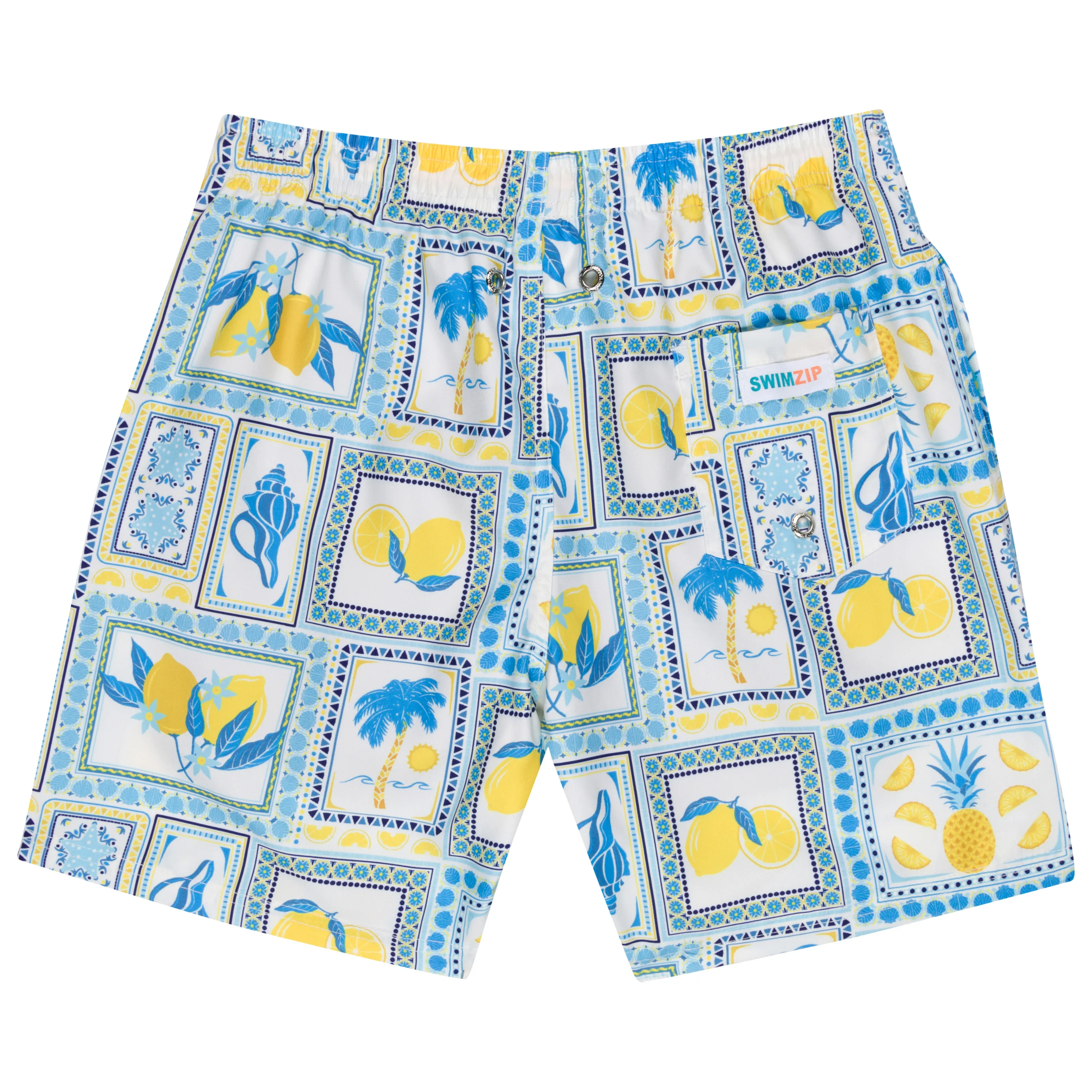 Boys Swim Trunks Boxer Brief Liner (sizes 6-14) | Mediterranean Lemons"