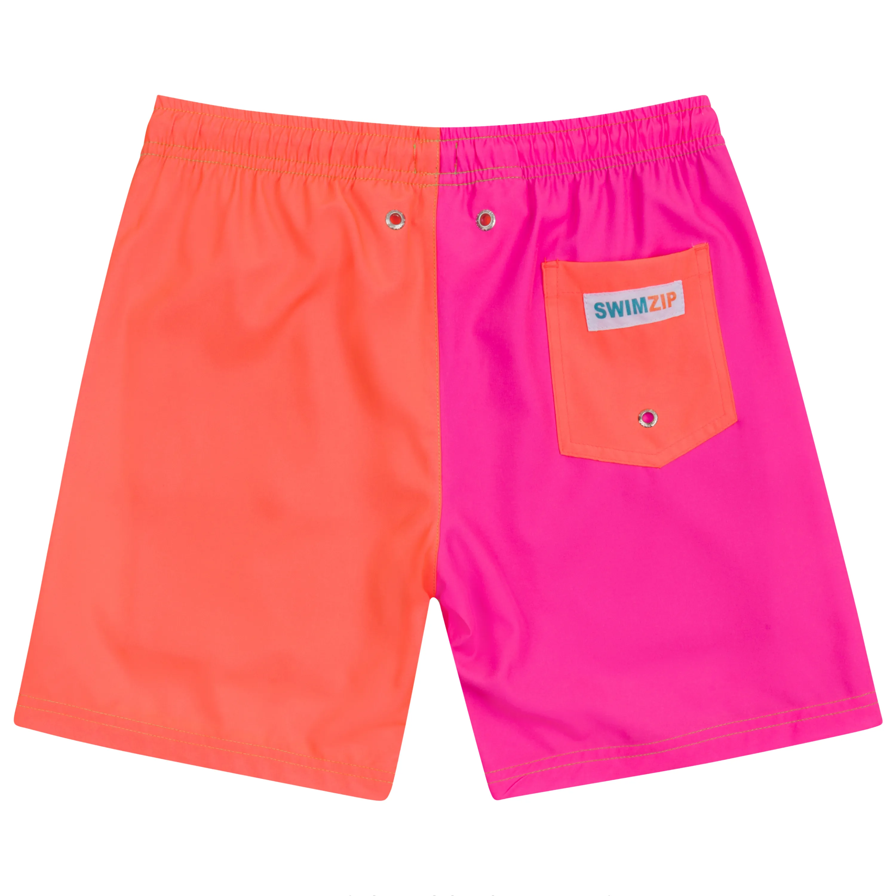 Boys Swim Trunks Boxer Brief Liner (sizes 6-14) | Neon Sunrise"