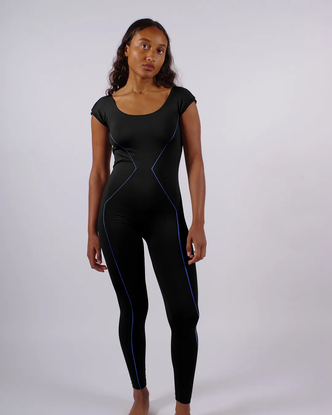 ENLIGHTENED Unitard | Black & Blue Lines
