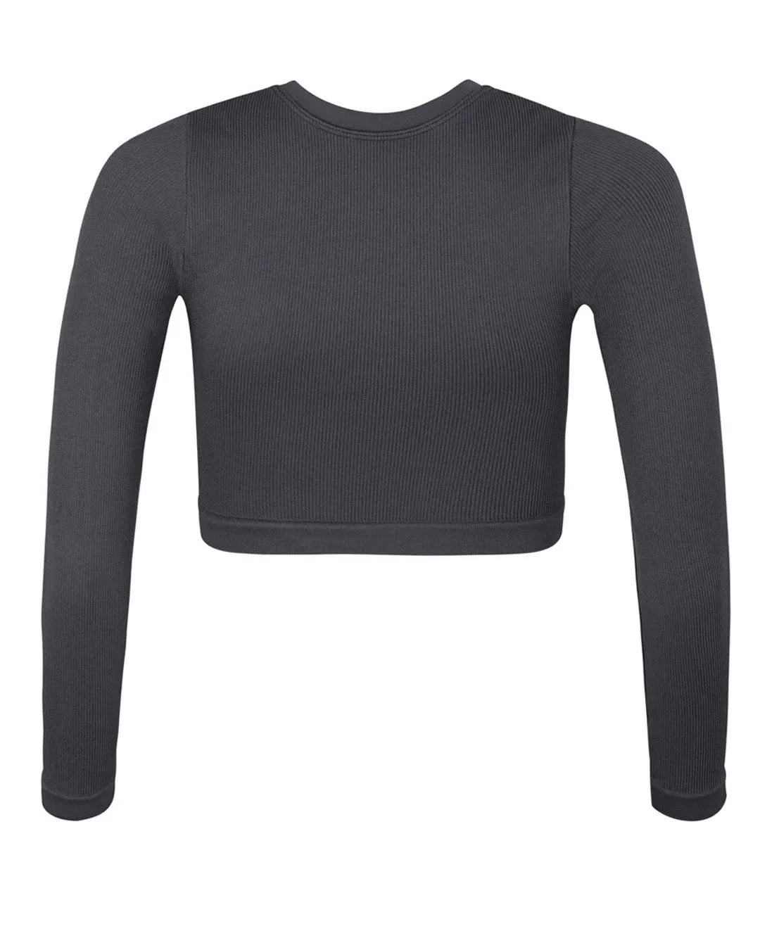 EVOKE Ribbed Long-Sleeve Crop Top | Slate Grey