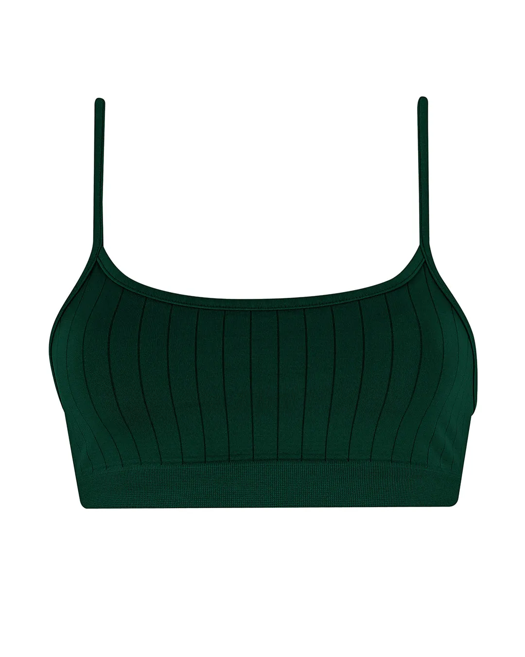 FLAT RIBBED SINCERE Bikini Bra Top | Dark Green