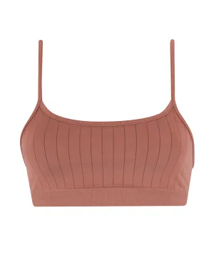 FLAT RIBBED SINCERE Bikini Bra Top | Rusty Pink