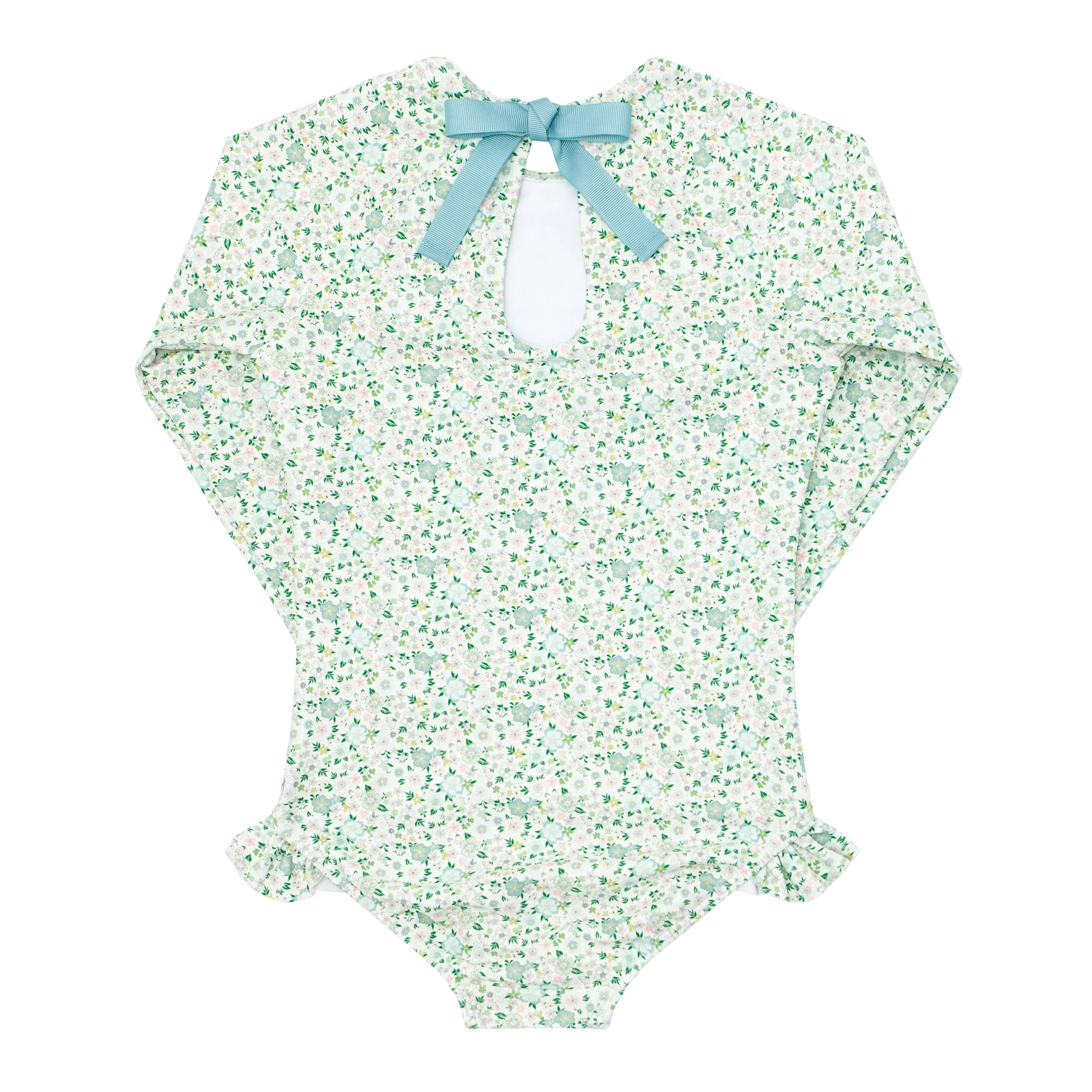 girls sea marsh floral rashguard one piece