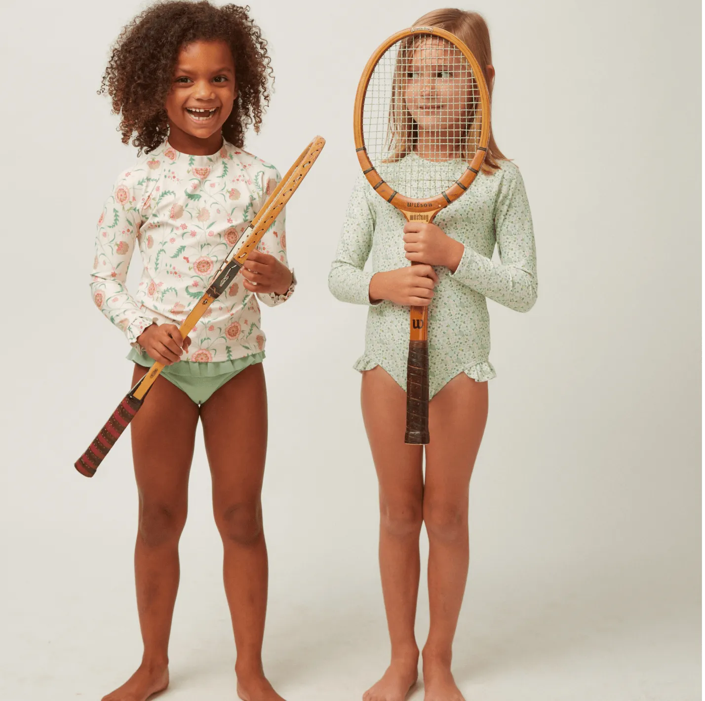 girls sea marsh floral rashguard one piece
