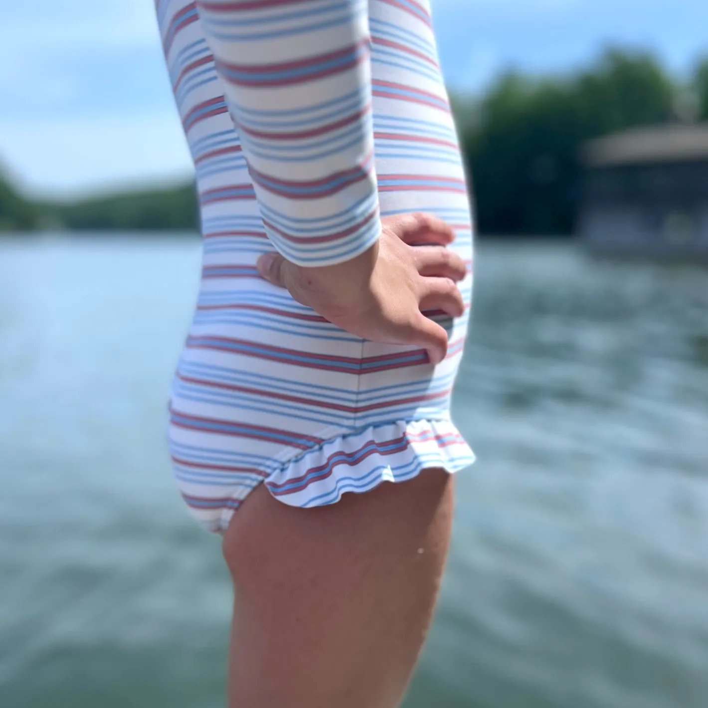girls vintage stripe rashguard one piece