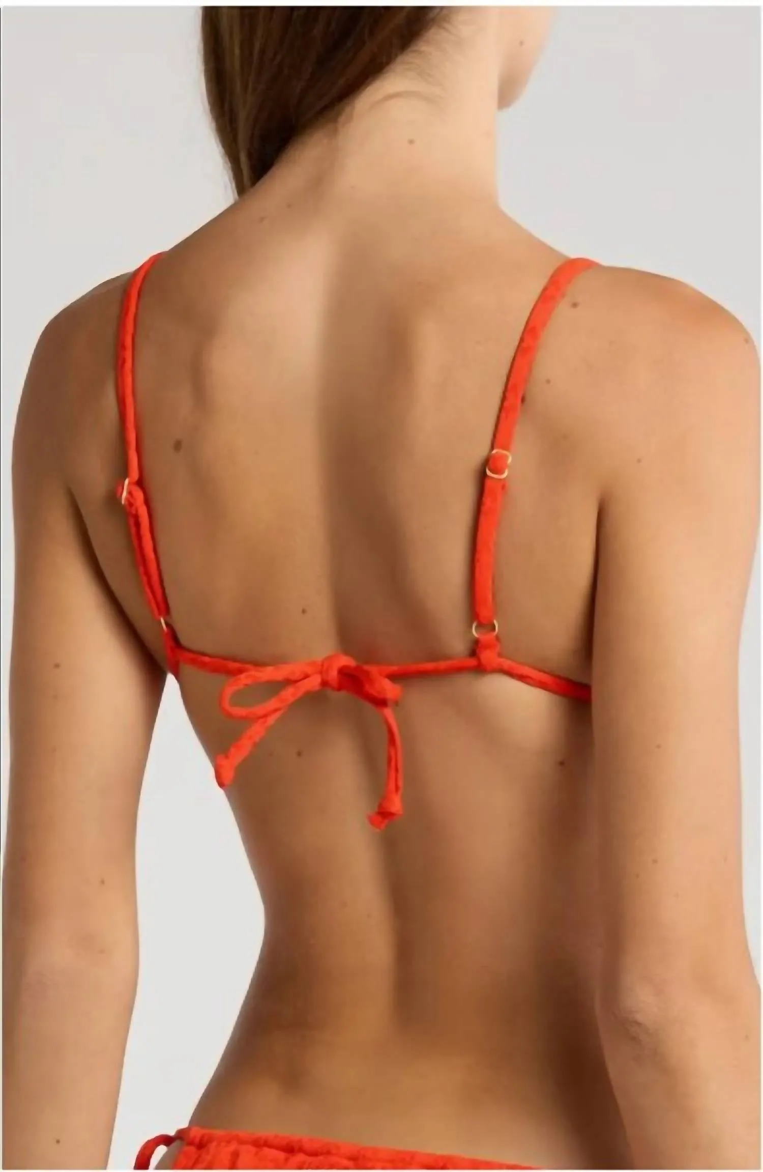 Good Vibes Slide Tall Triangle Bikini Top In Sunset Red