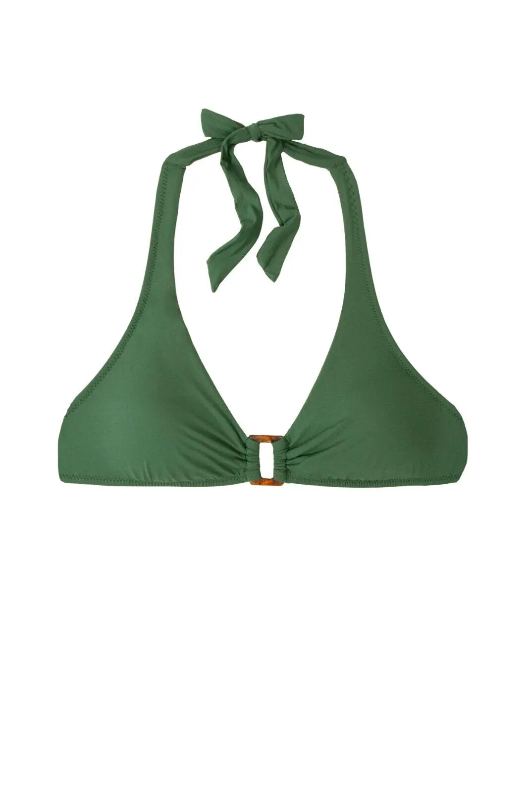 Helen Jon Tortoise Top Women's Small Green Textured Halter Neck Swimwear ERK606