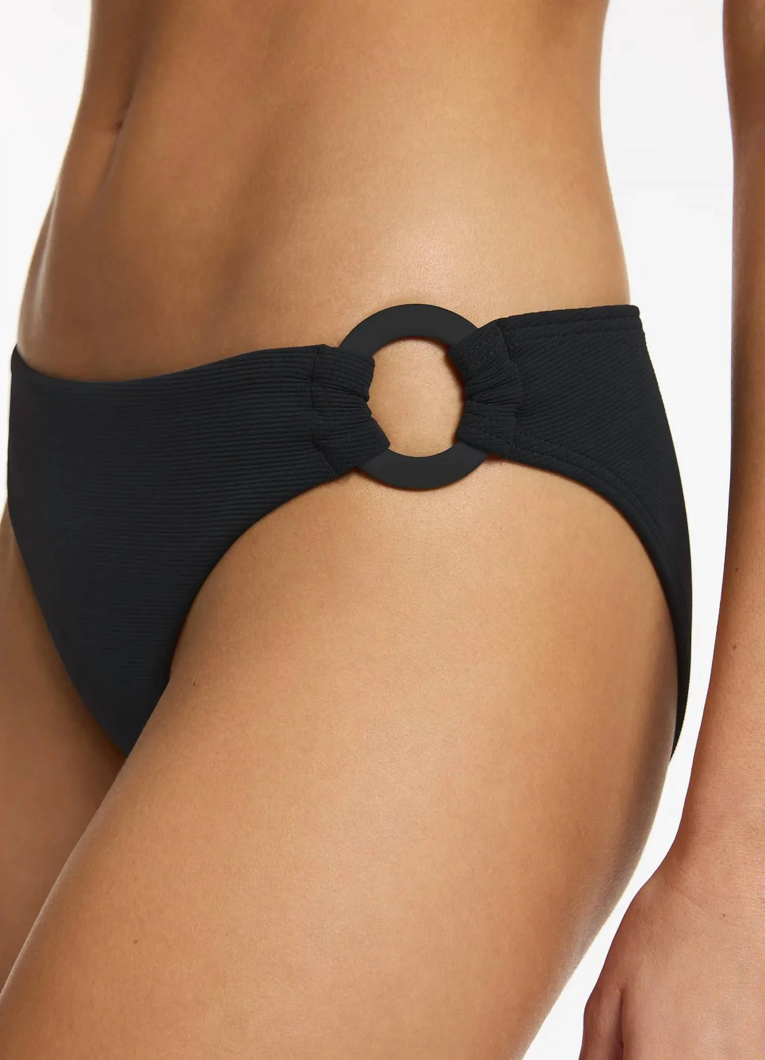 Isla Rib Hipster Bikini Bottom In Black