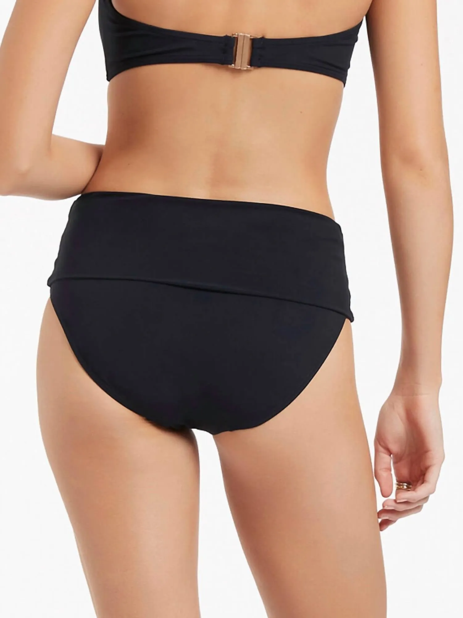 Jetset Fold Down Swim Bikini Bottom In Black