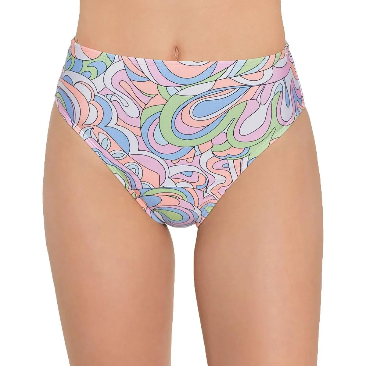Juniors Womens Printed High Waist Swim Bottom Separates