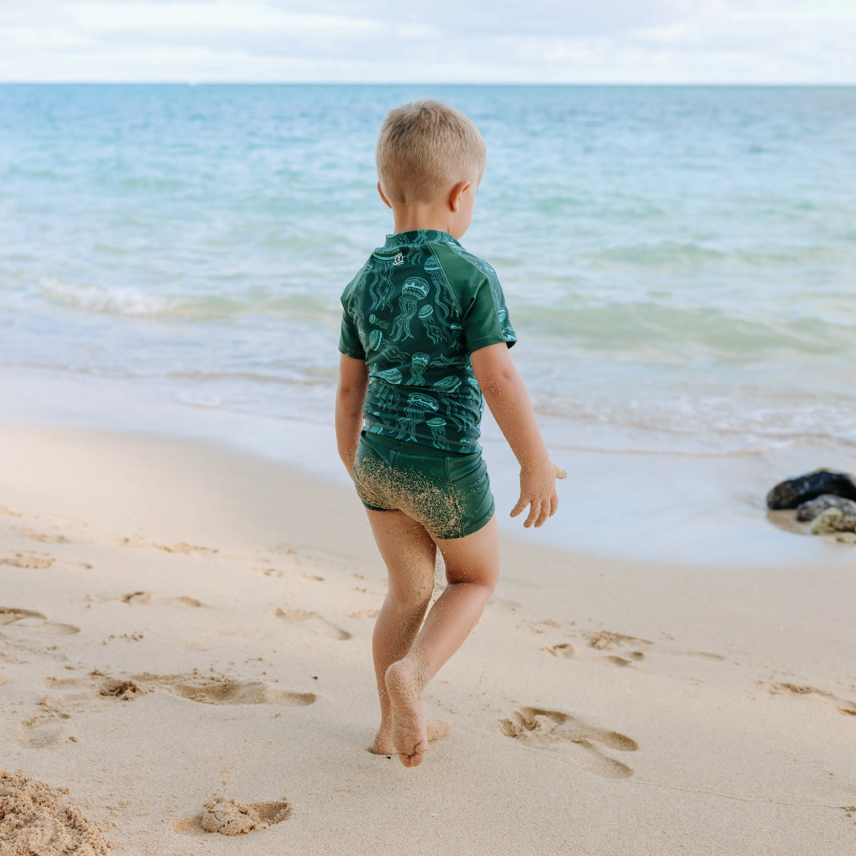 Kids Euro Shorties   Short Sleeve Rash Guard Set - Jellyfish