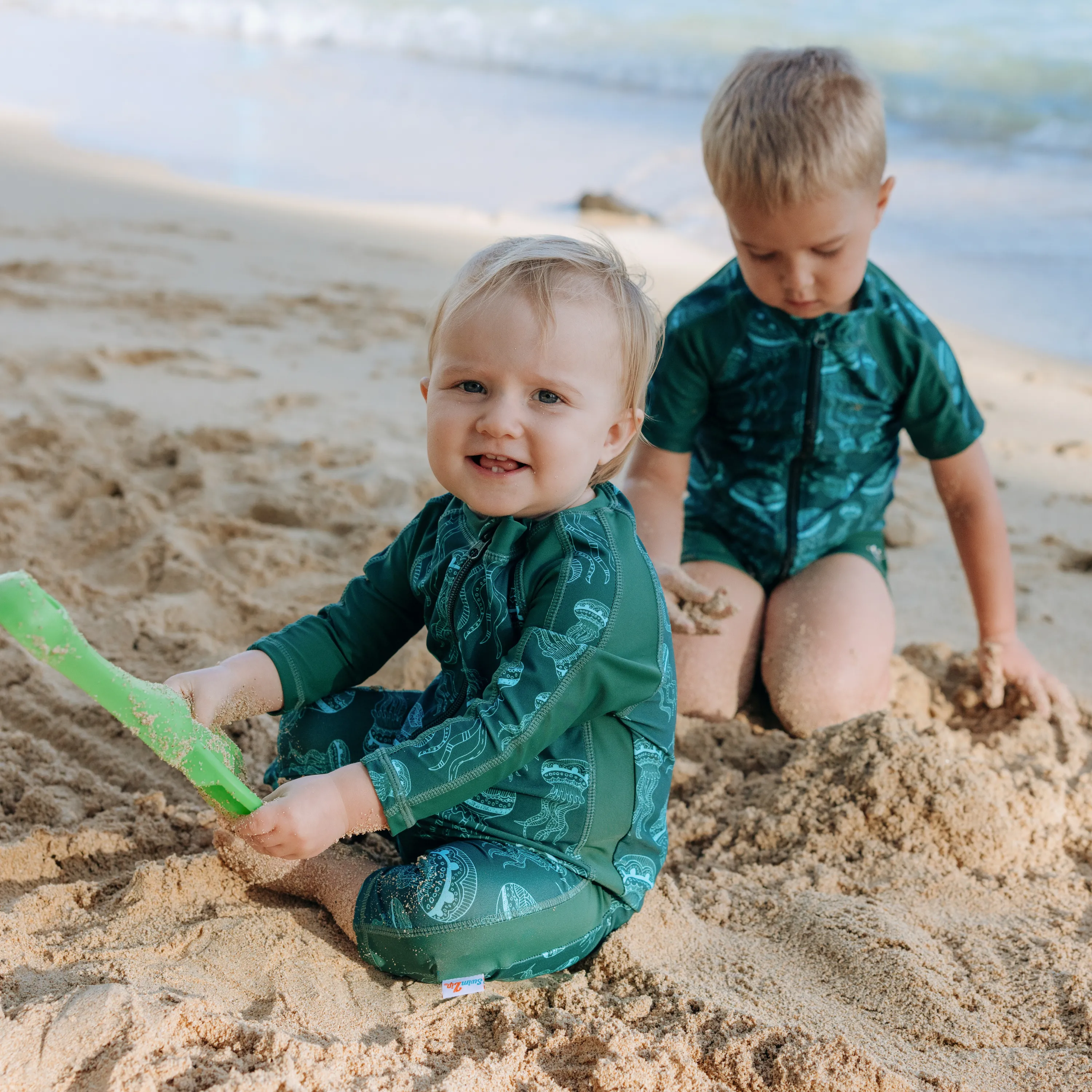 Kids Euro Shorties   Short Sleeve Rash Guard Set - Jellyfish