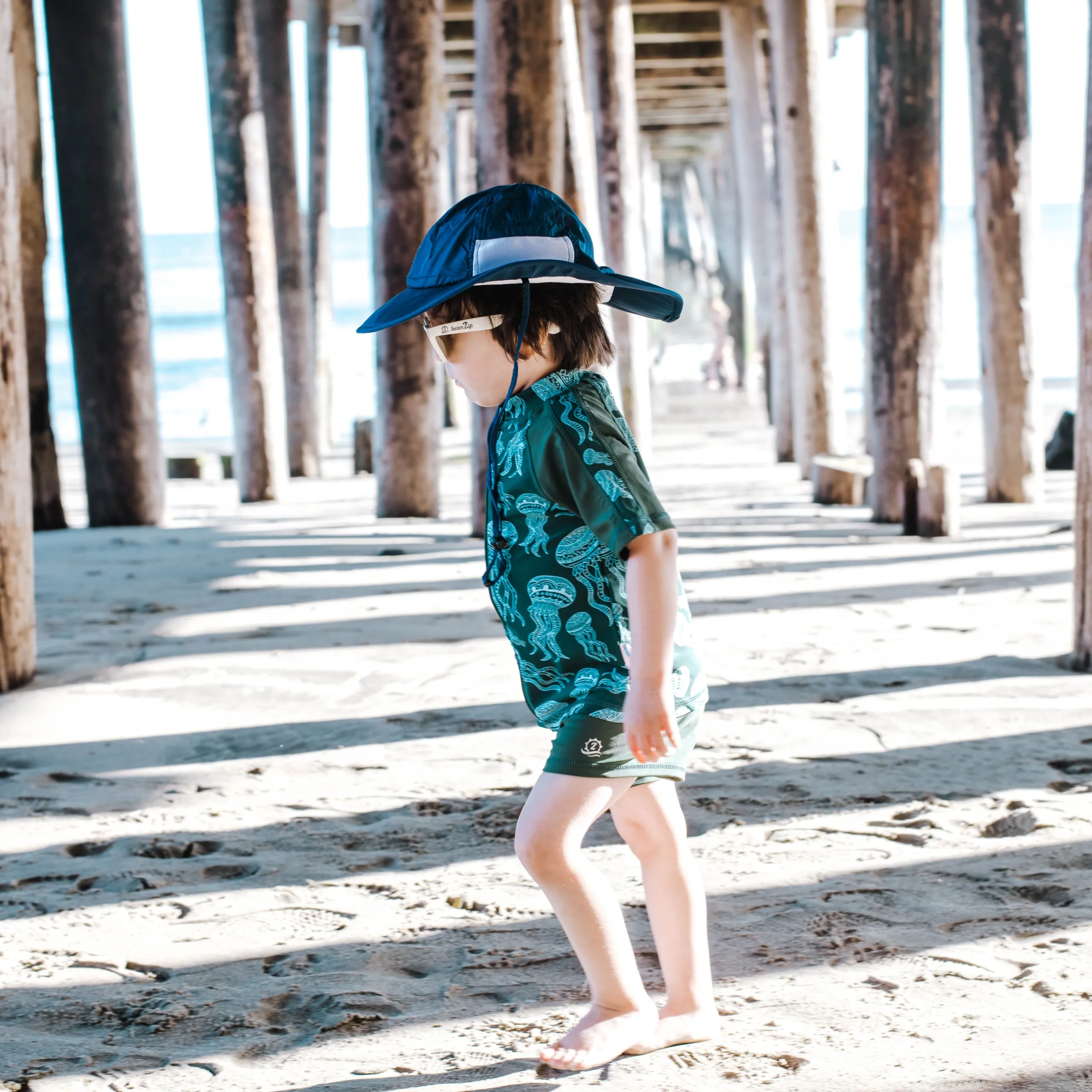 Kids Euro Shorties   Short Sleeve Rash Guard Set - Jellyfish