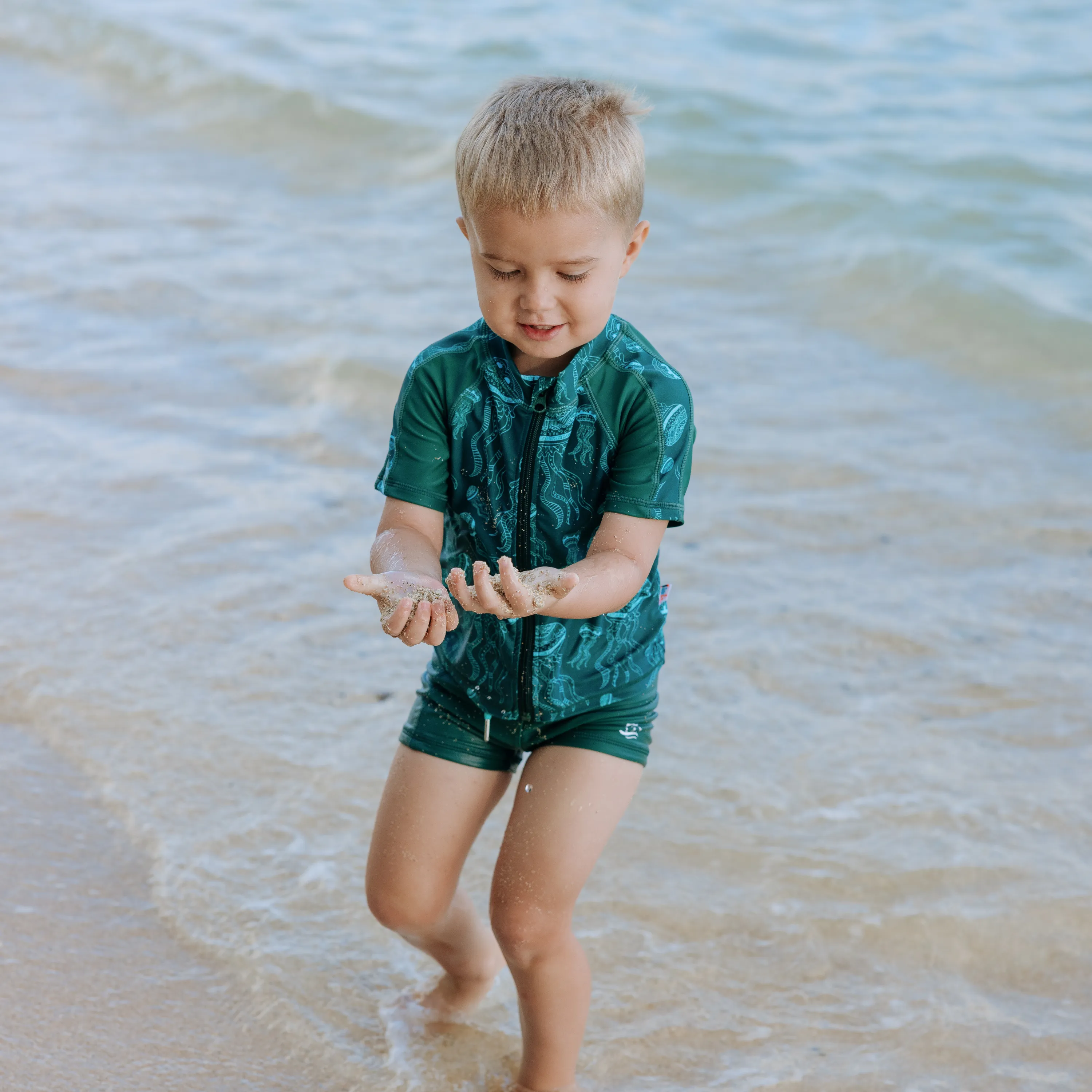 Kids Euro Shorties   Short Sleeve Rash Guard Set - Jellyfish