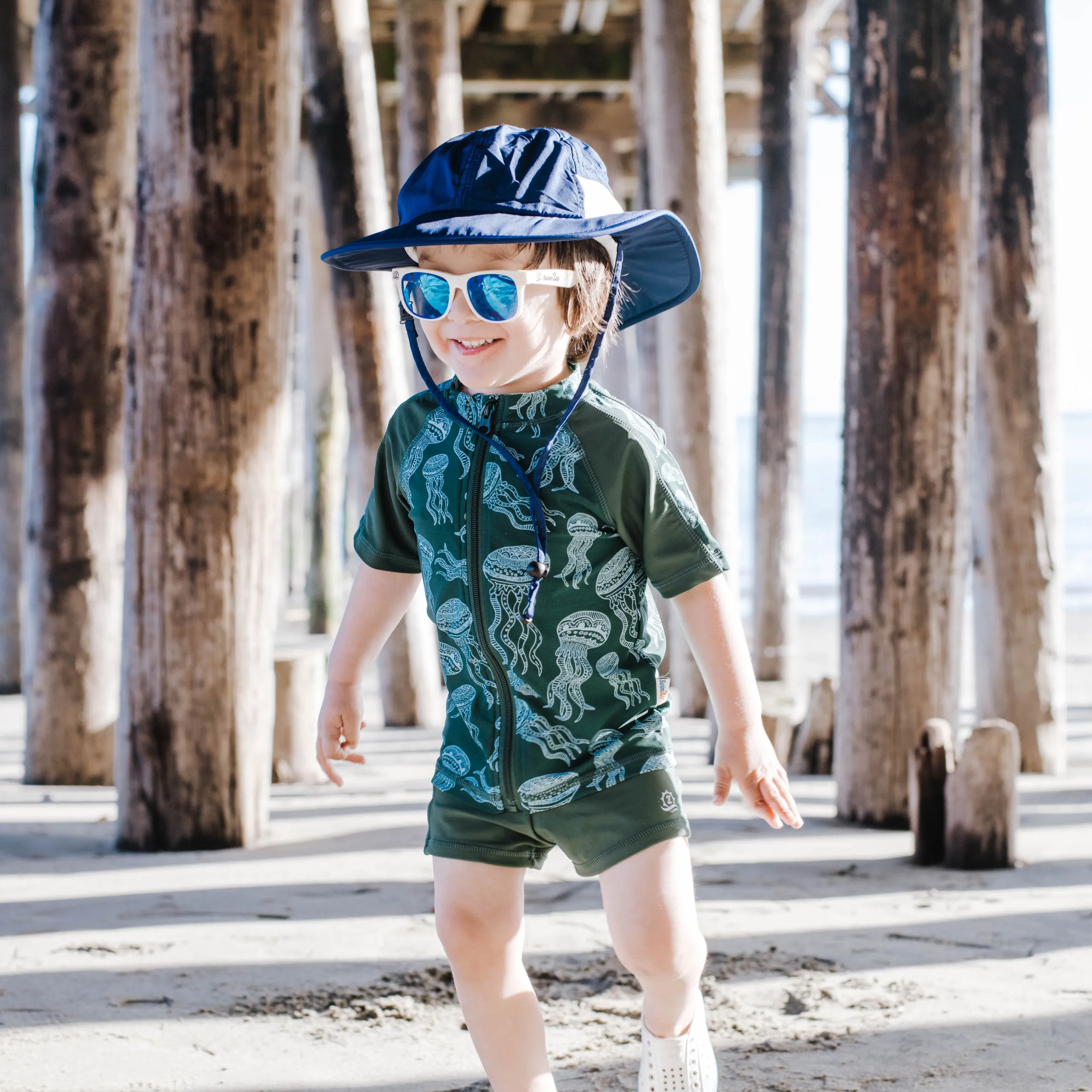 Kids Euro Shorties   Short Sleeve Rash Guard Set - Jellyfish