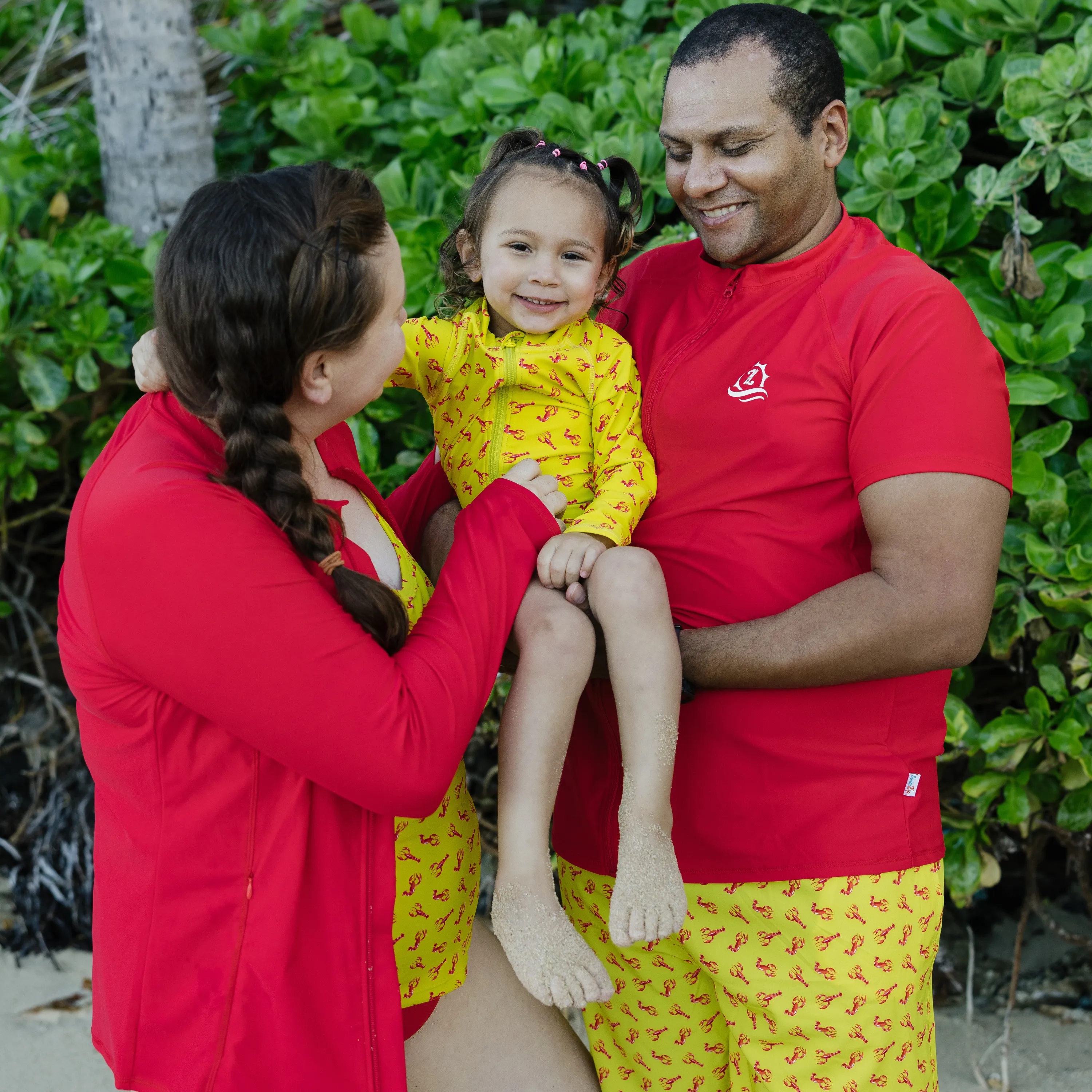 Kids UPF 50  Long Sleeve Zipper Rash Guard Swim Shirt | "Lobster"