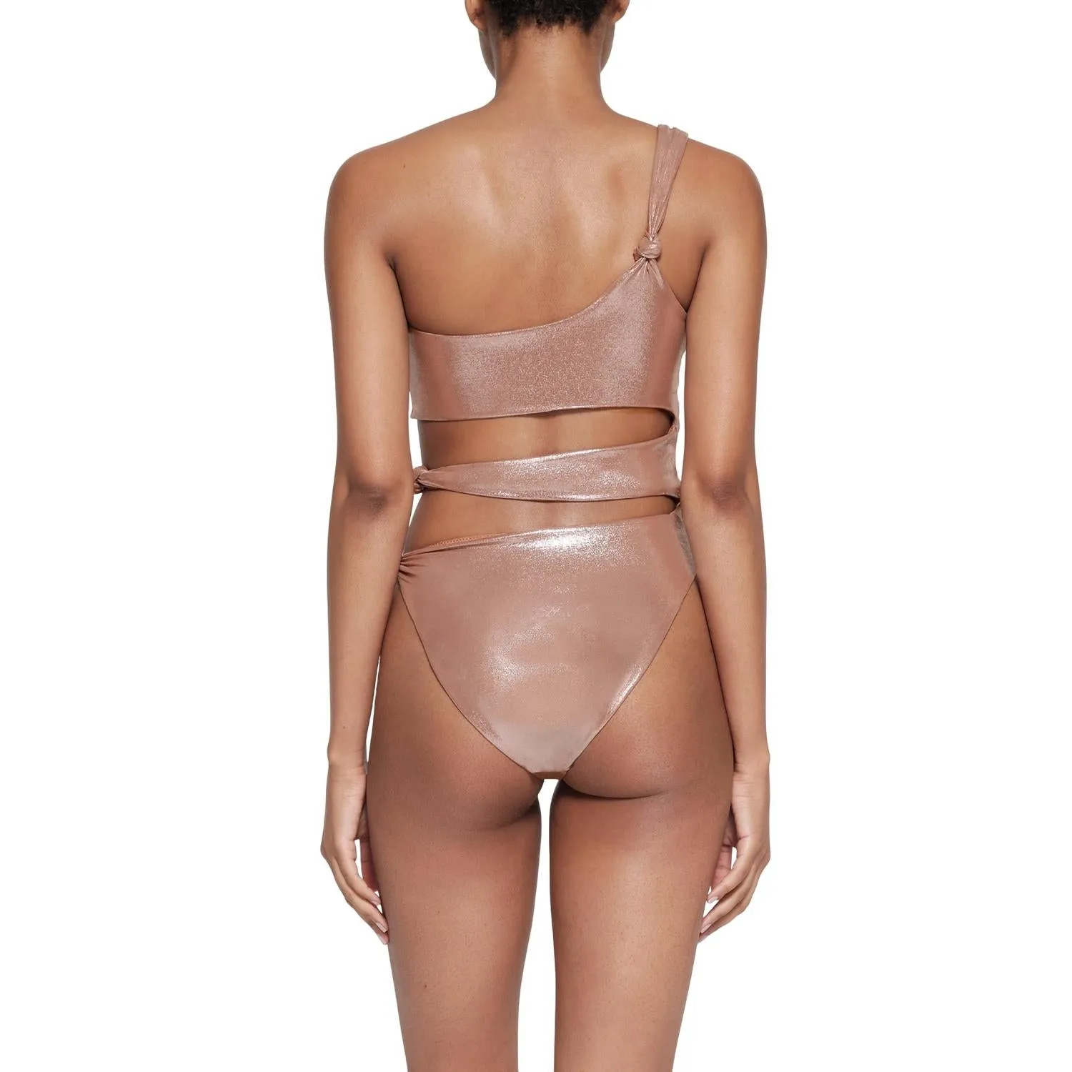Knoteed One Shoulder Monokini In Cinnamon