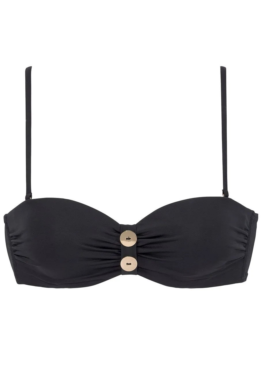 LASCANA Women's Button Detail Bandeau Bikini Top