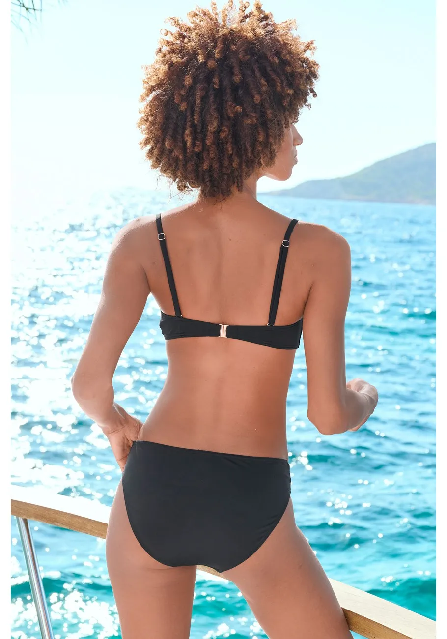 LASCANA Women's Button Detail Bandeau Bikini Top