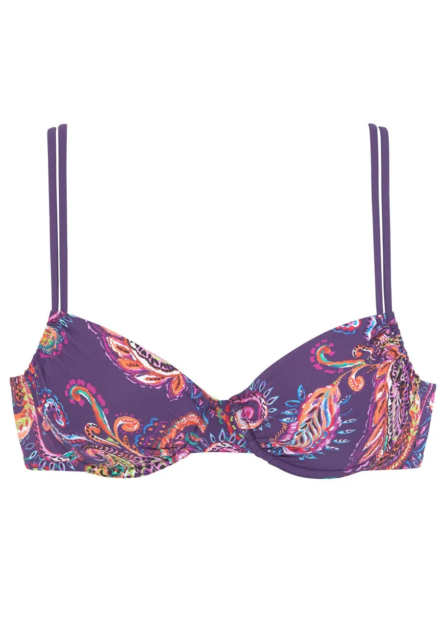 LASCANA Women's Paisley Print Underwire Bikini Top