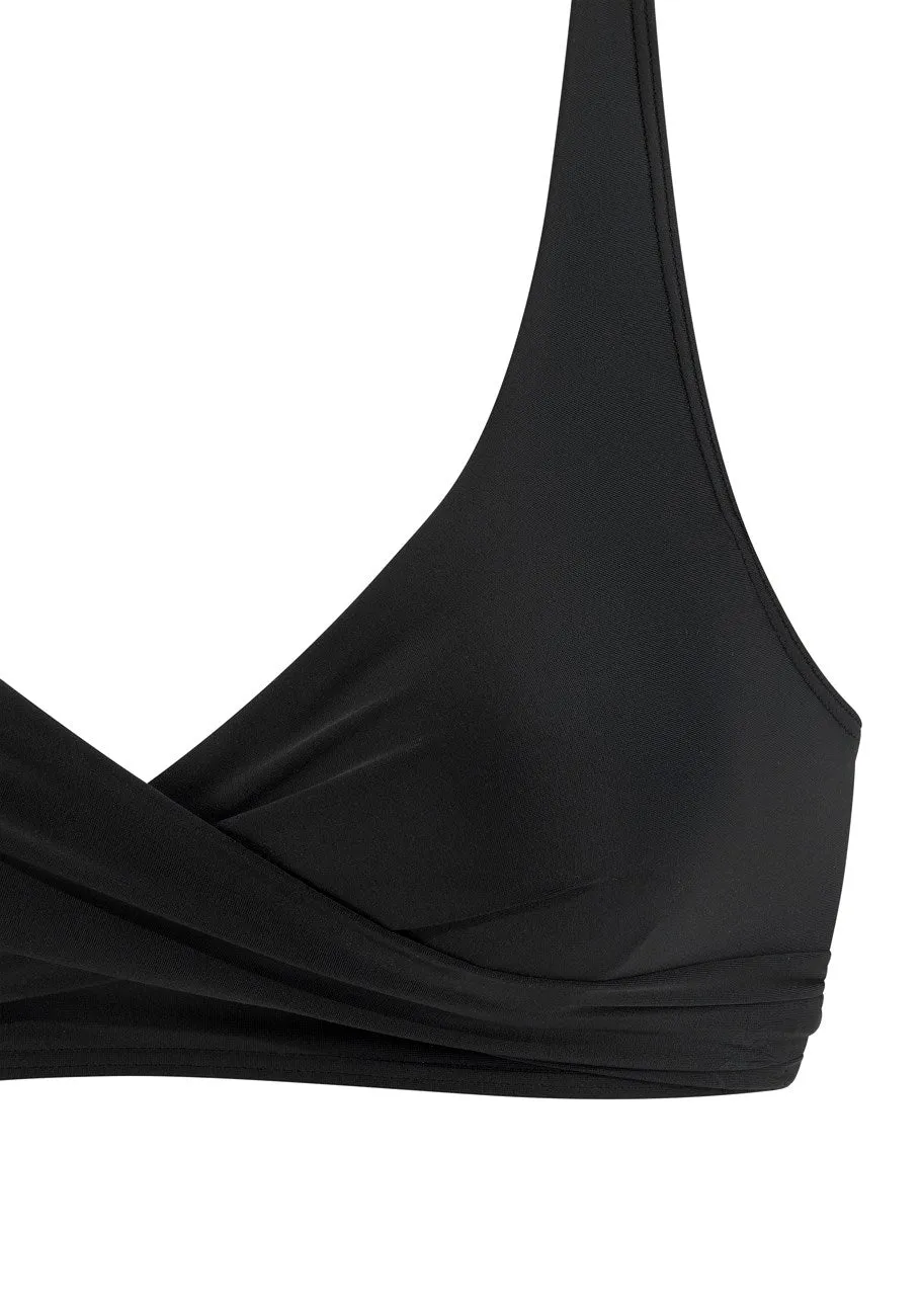 LASCANA Women's Wrap-Look Triangle Bikini Top