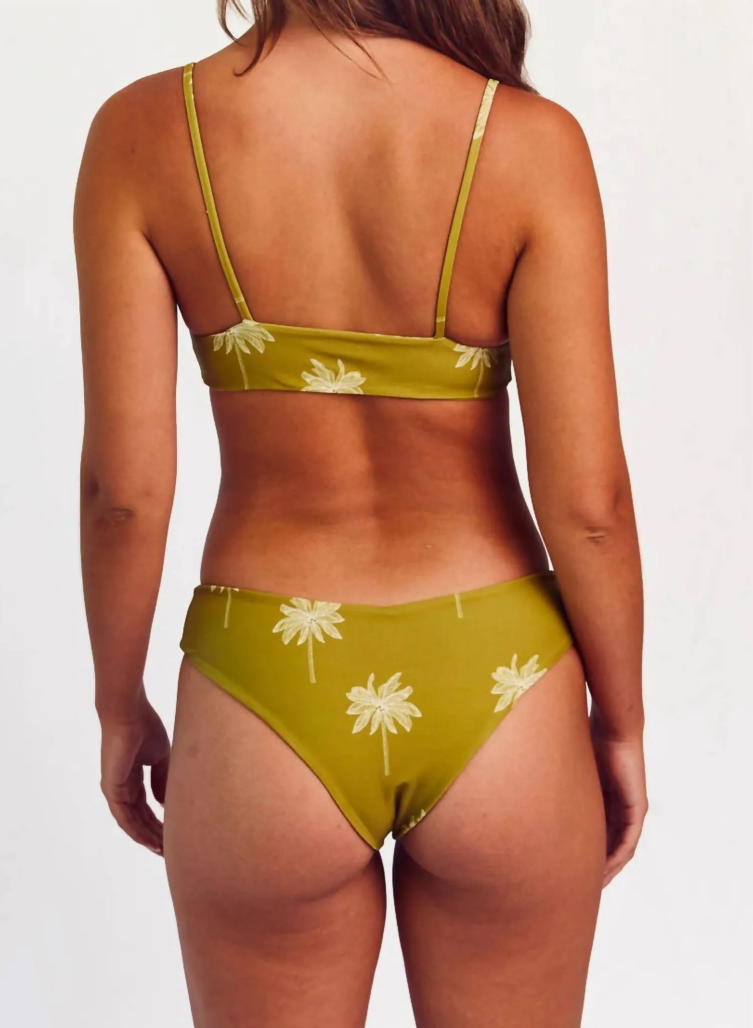 Lila Bottom Bikini Set In Olive Palmas