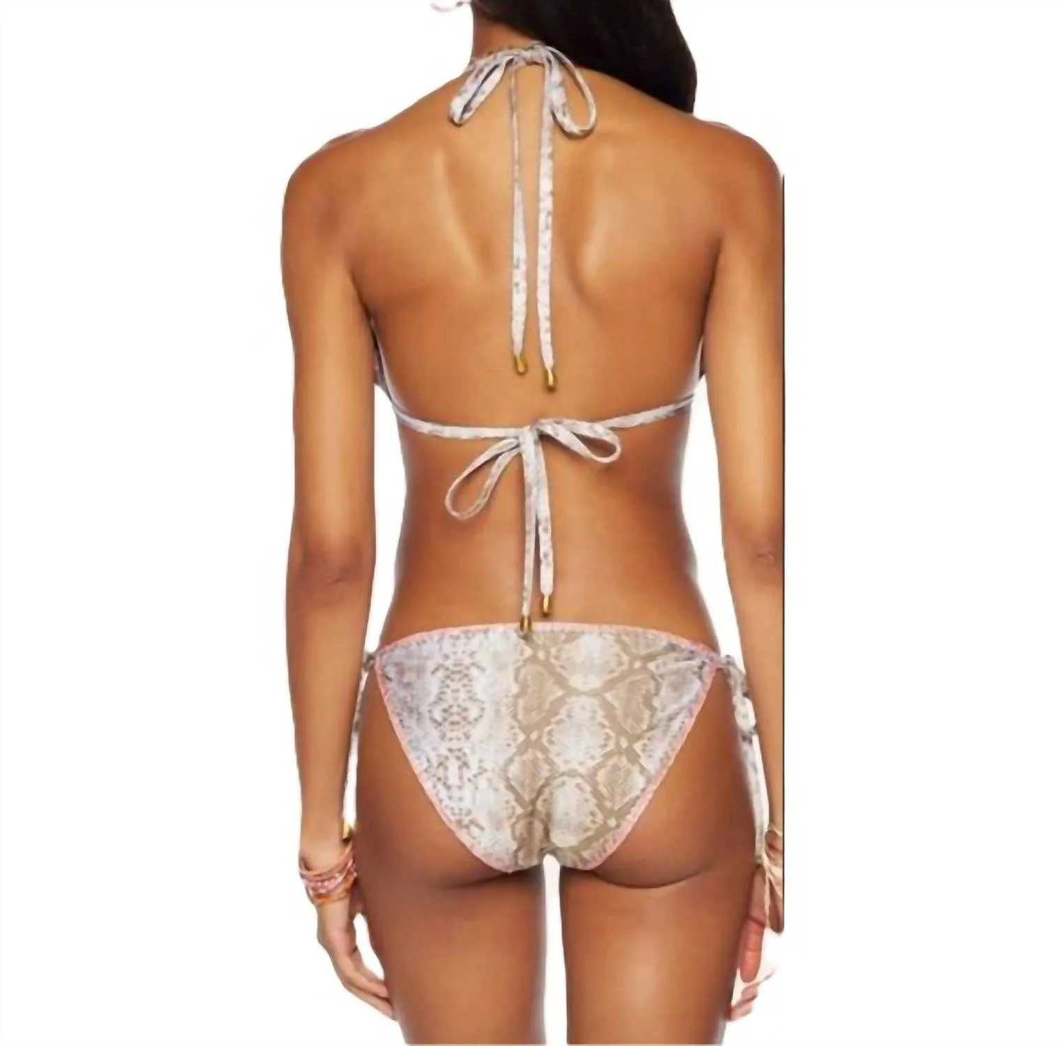 Lilo Python Snake Print Embroider Embellished Bikini Set In Neuco
